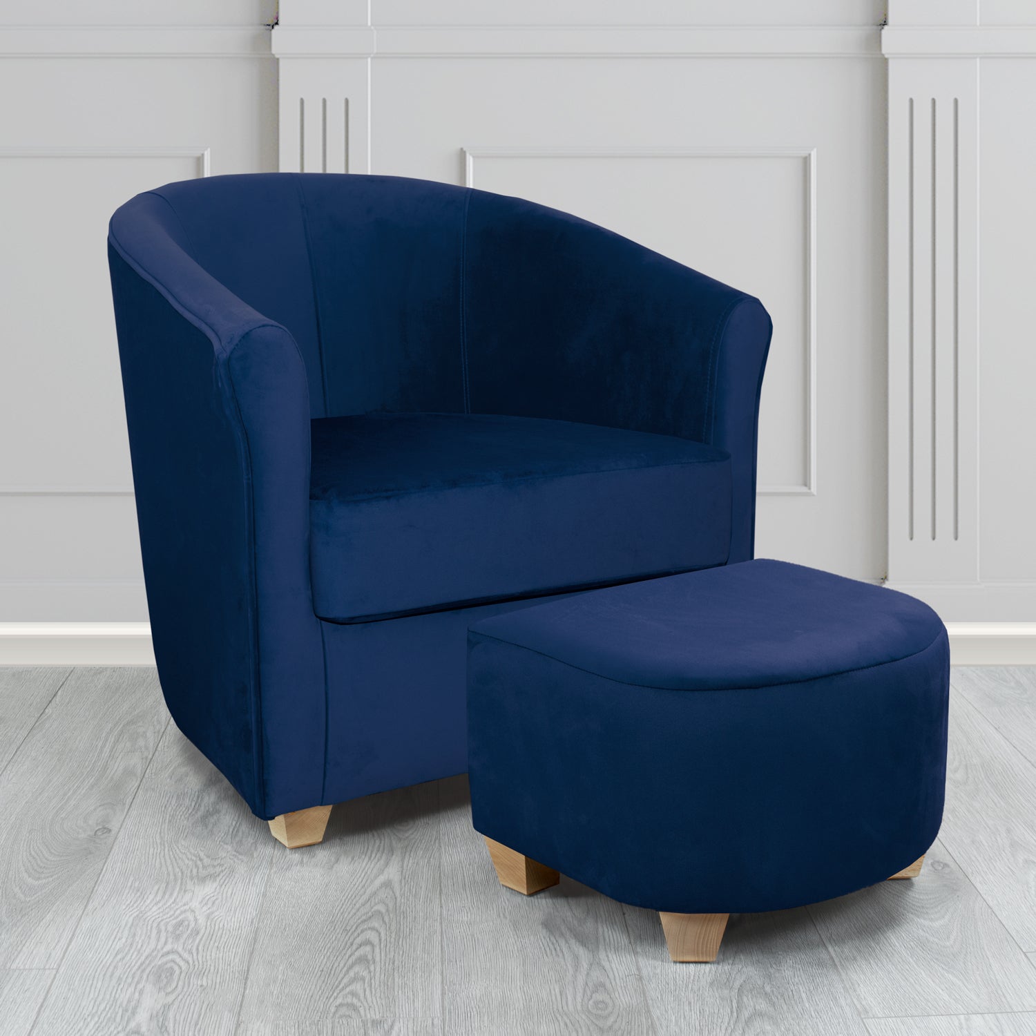 Cannes Monaco Royal Plush Velvet Fabric Tub Chair & Footstool Set (6597268471850)