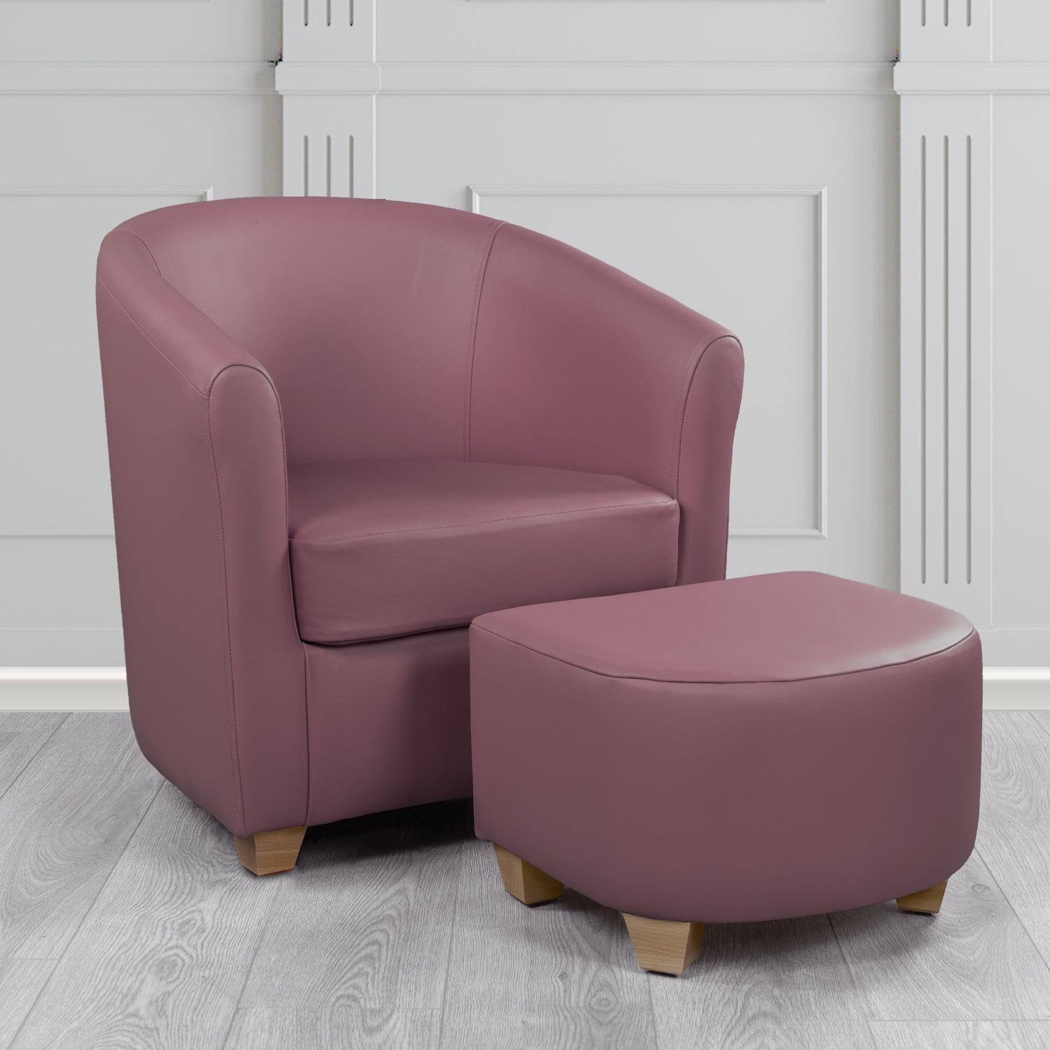 Cannes Shelly Amethyst Crib 5 Genuine Leather Tub Chair & Footstool Set (6618316111914)