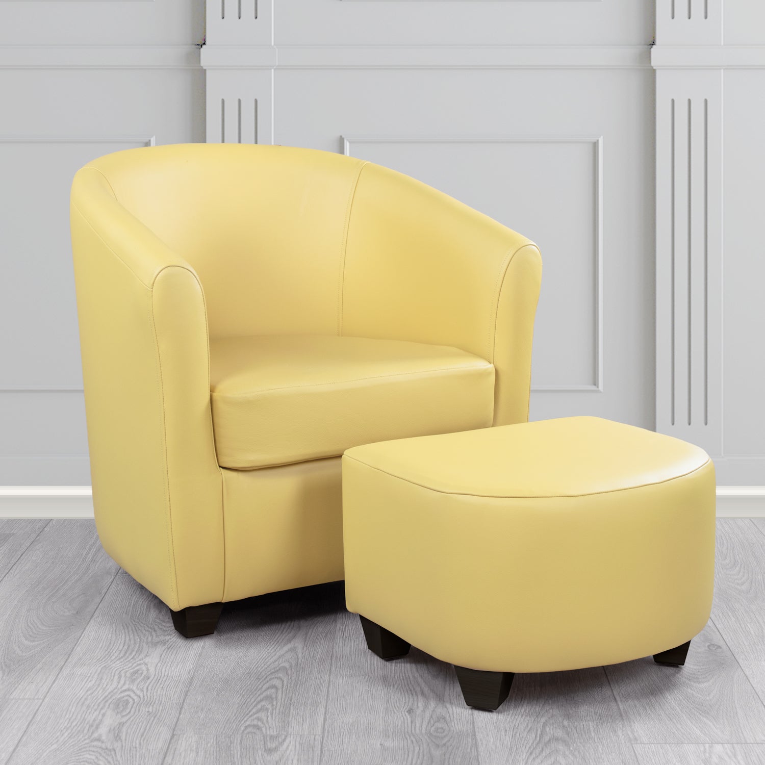 Cannes Shelly Angel Crib 5 Genuine Leather Tub Chair & Footstool Set (6618318012458)