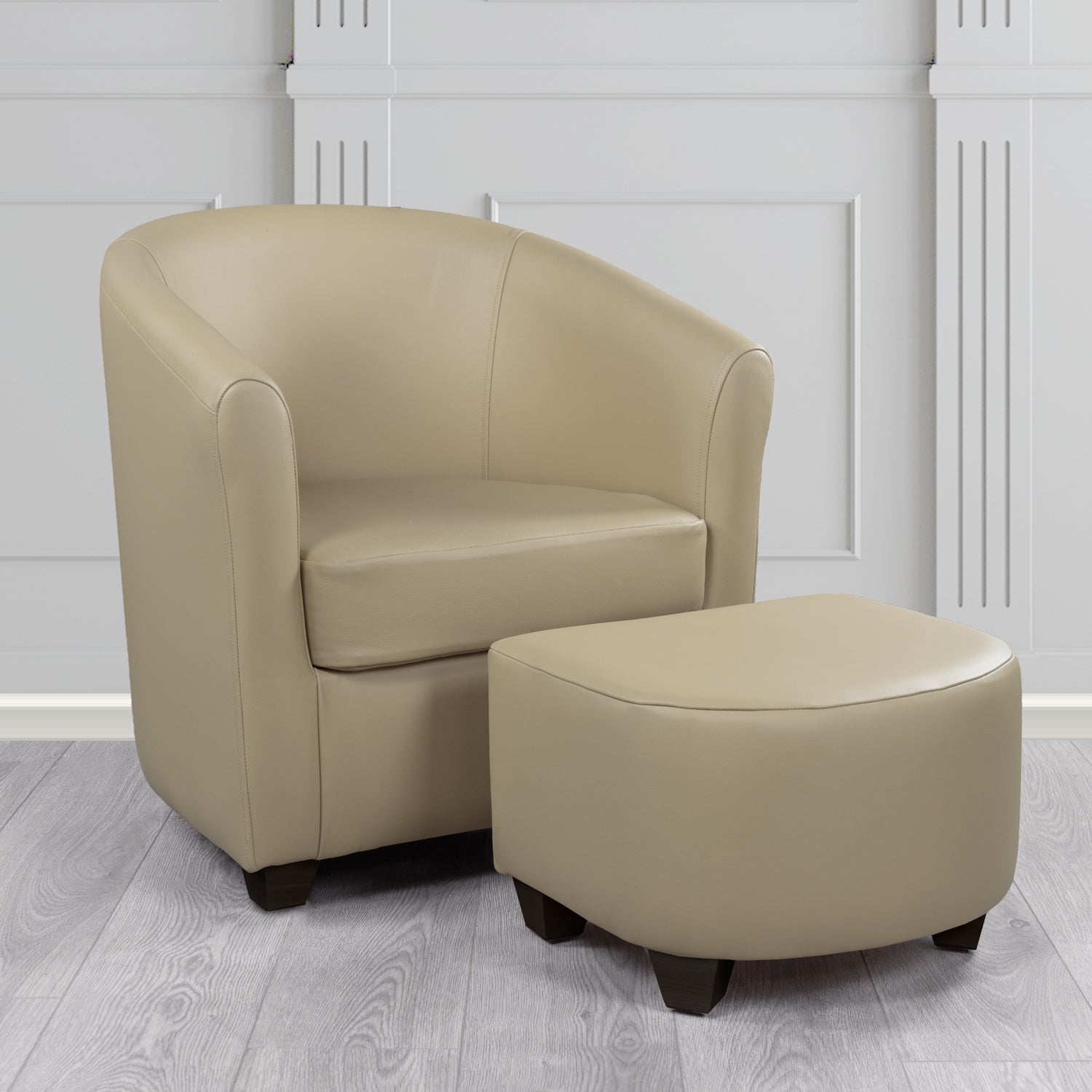 Cannes Shelly Ash Crib 5 Genuine Leather Tub Chair & Footstool Set (6618318340138)