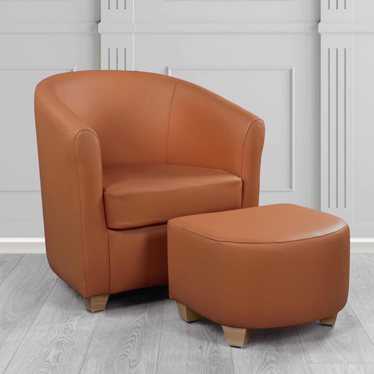 Cannes Shelly Castagna Crib 5 Genuine Leather Tub Chair & Footstool Set (6618320797738)