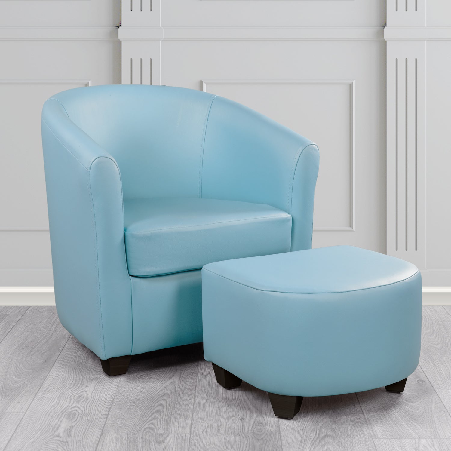 Cannes Shelly Haze Crib 5 Genuine Leather Tub Chair & Footstool Set (6618338623530)