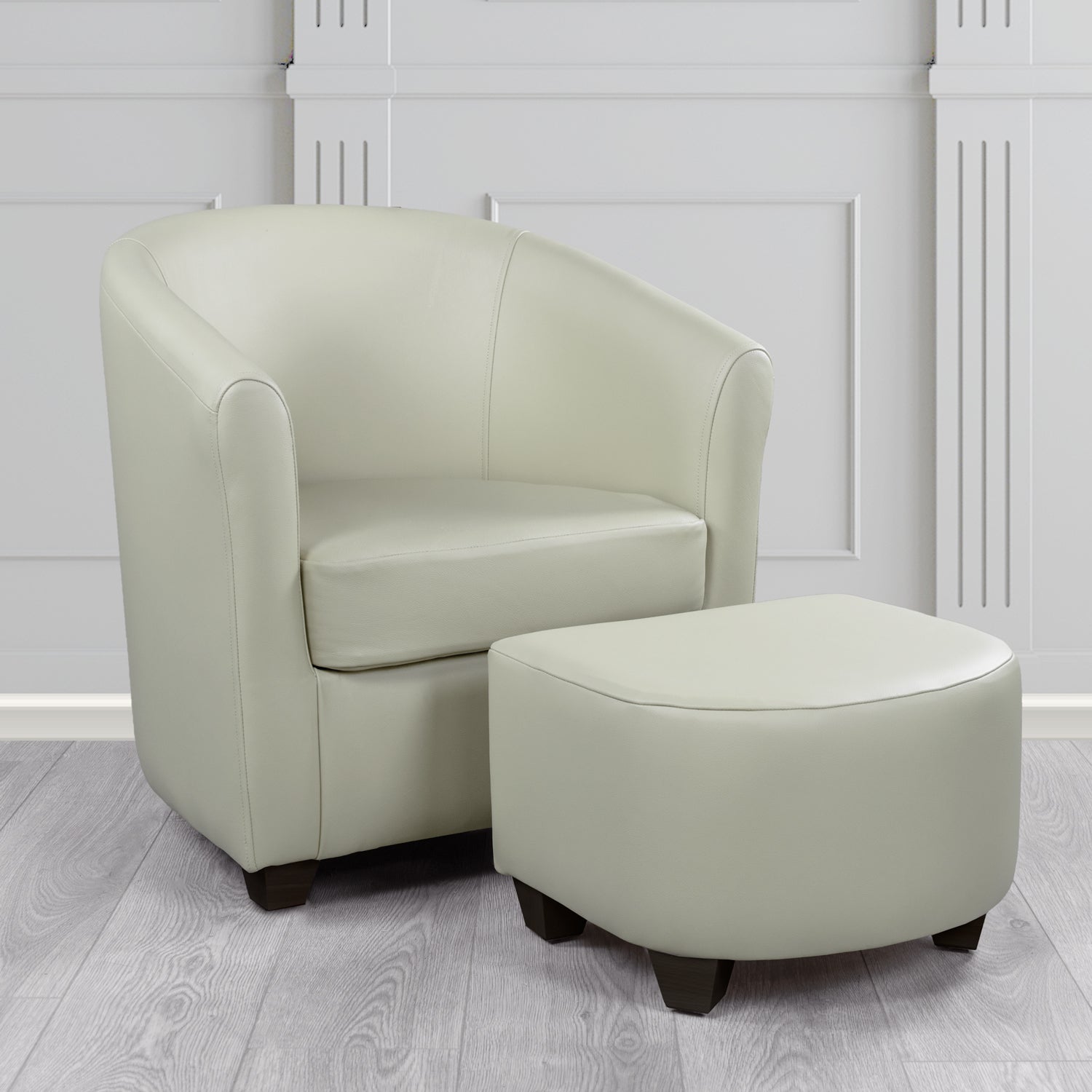 Cannes Shelly Silver Grey Crib 5 Genuine Leather Tub Chair & Footstool Set (6618431750186)