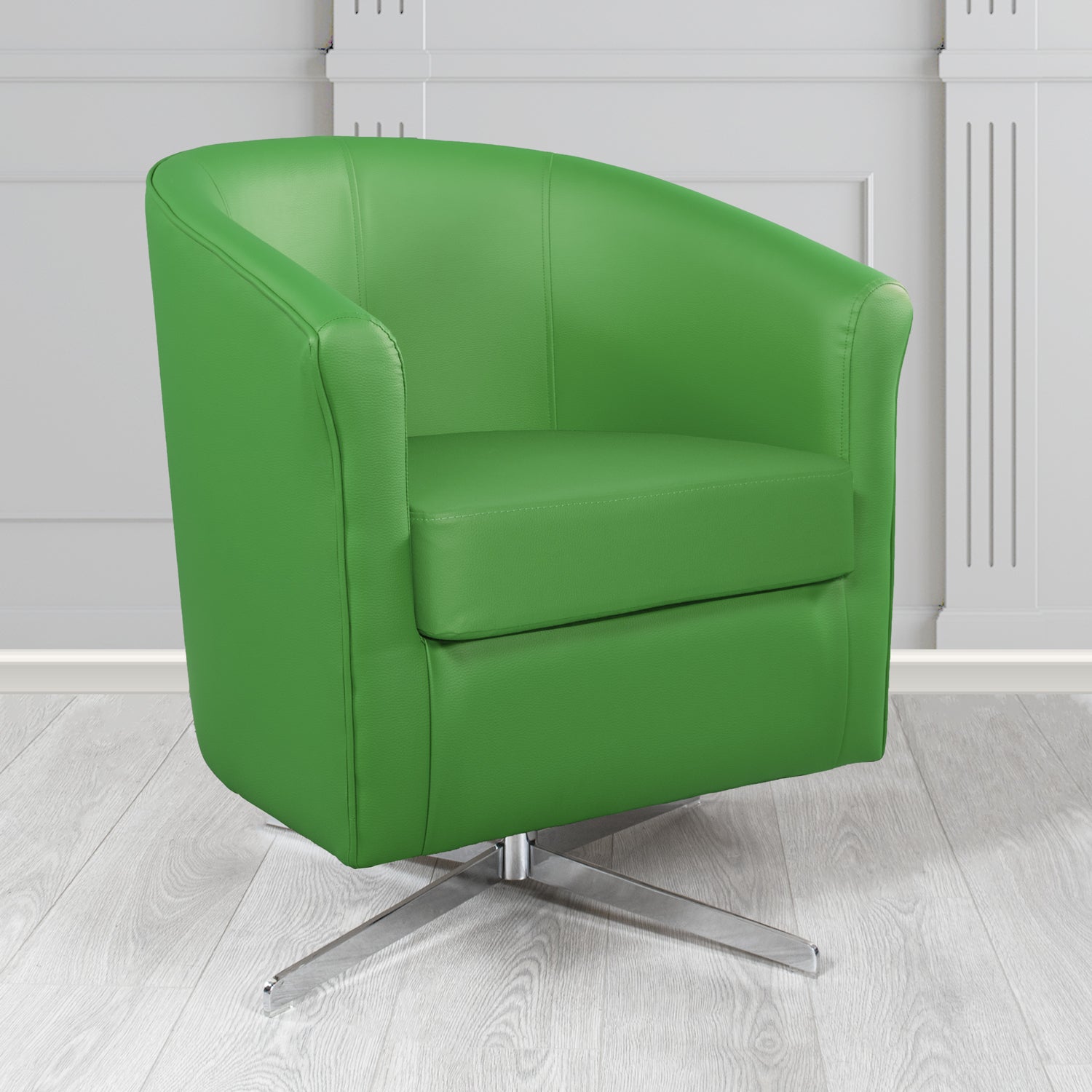 Cannes Green DZE Faux Leather Swivel Tub Chair (6628960469034)