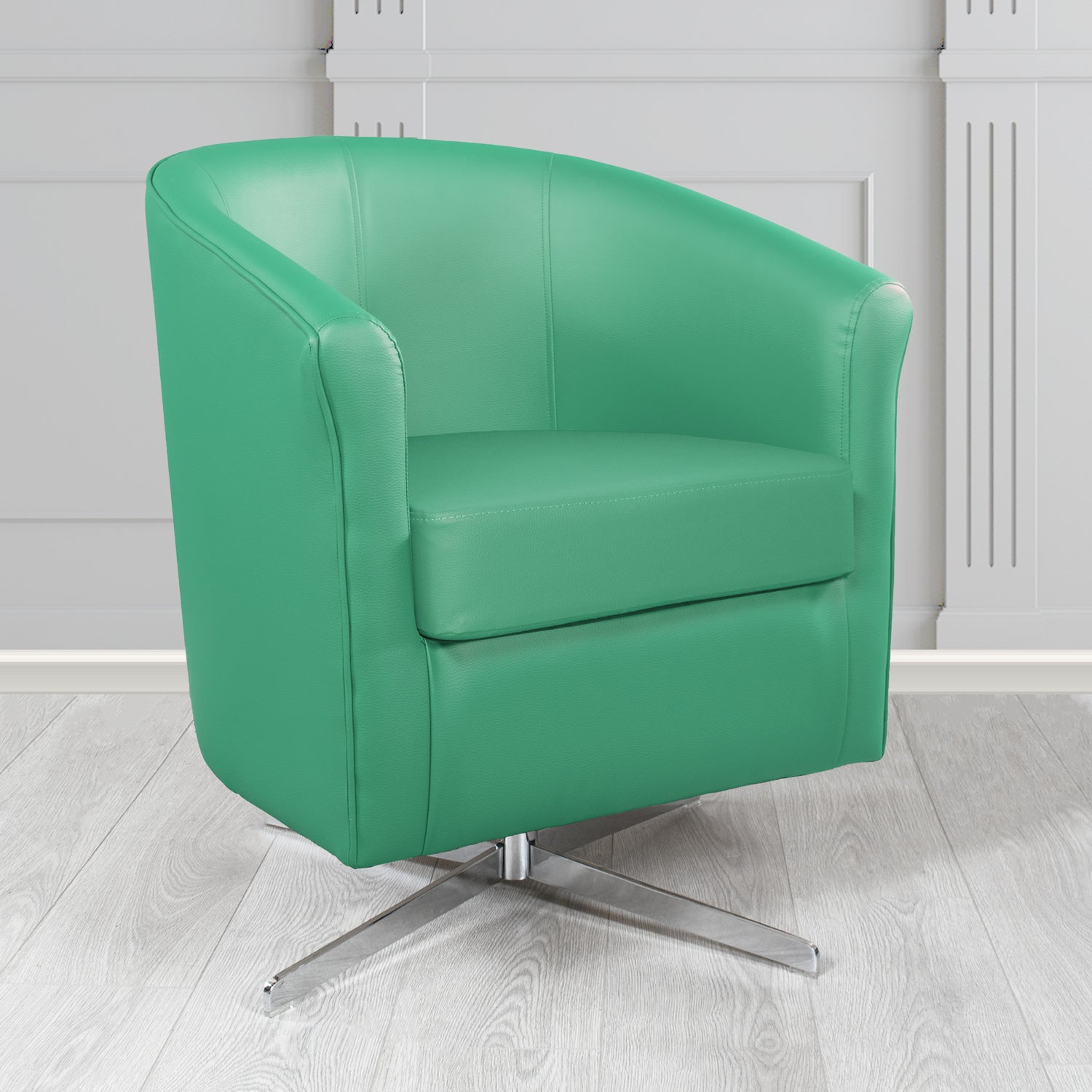 Cannes Swivel Tub Chair in Just Colour Applemint Crib 5 Faux Leather