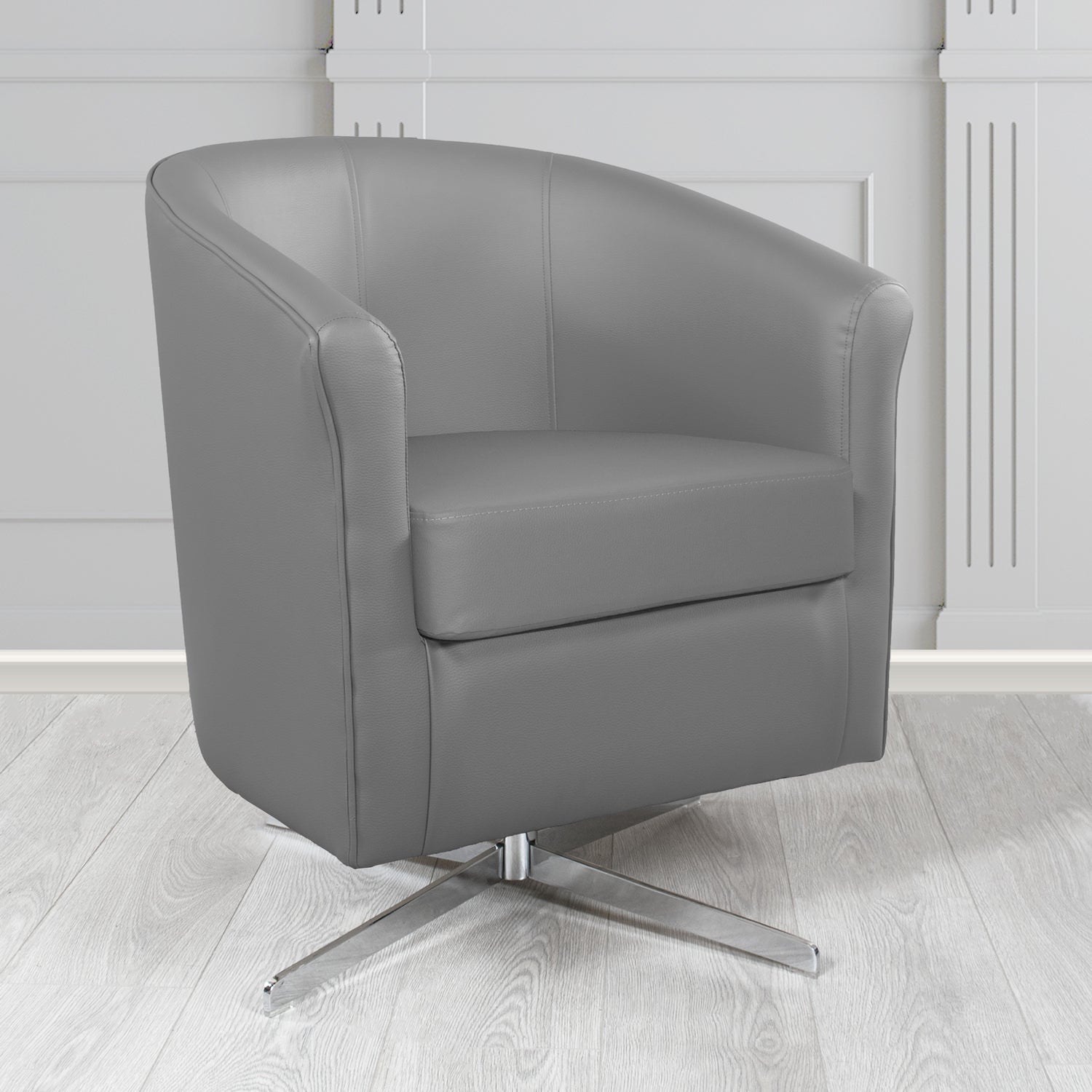 Cannes Swivel Tub Chair in Just Colour Battleship Crib 5 Faux Leather