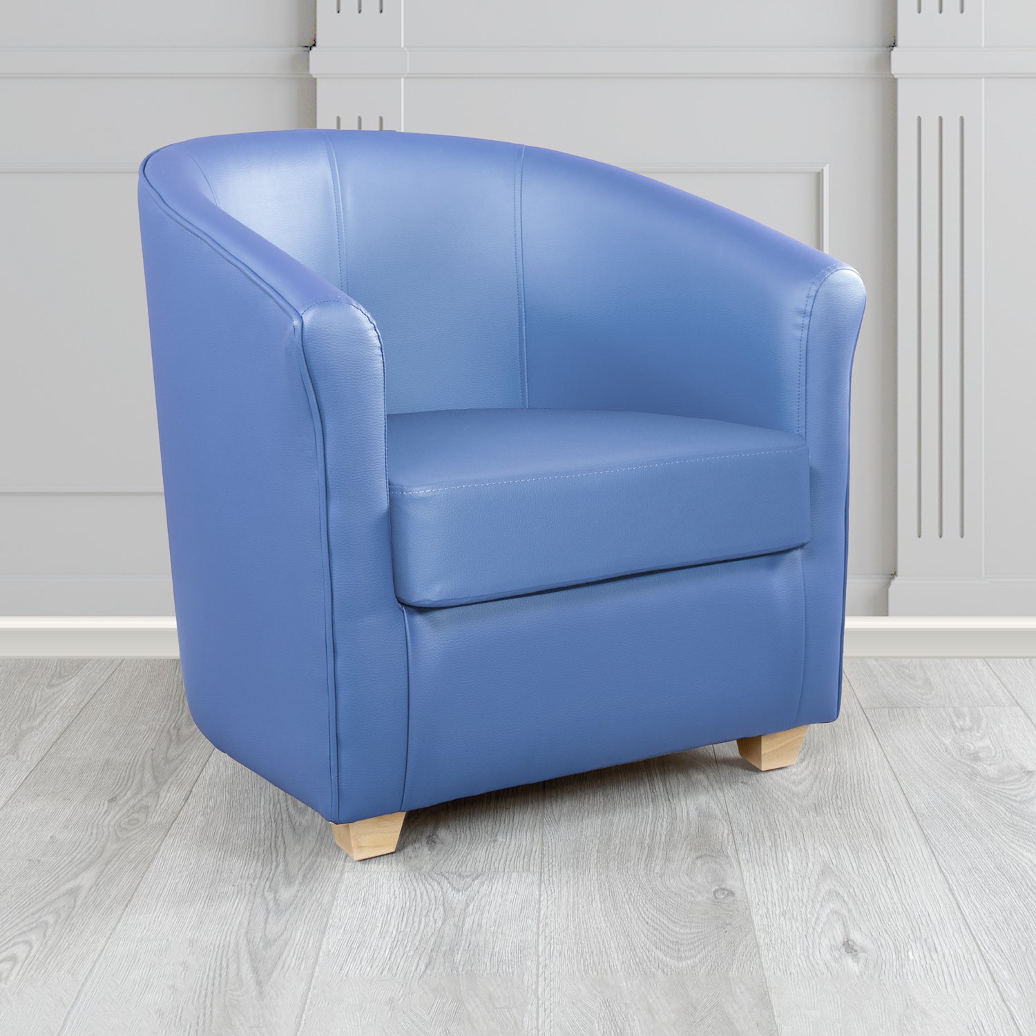 Cannes Just Colour Blue Steel Crib 5 Faux Leather Tub Chair - The Tub Chair Shop