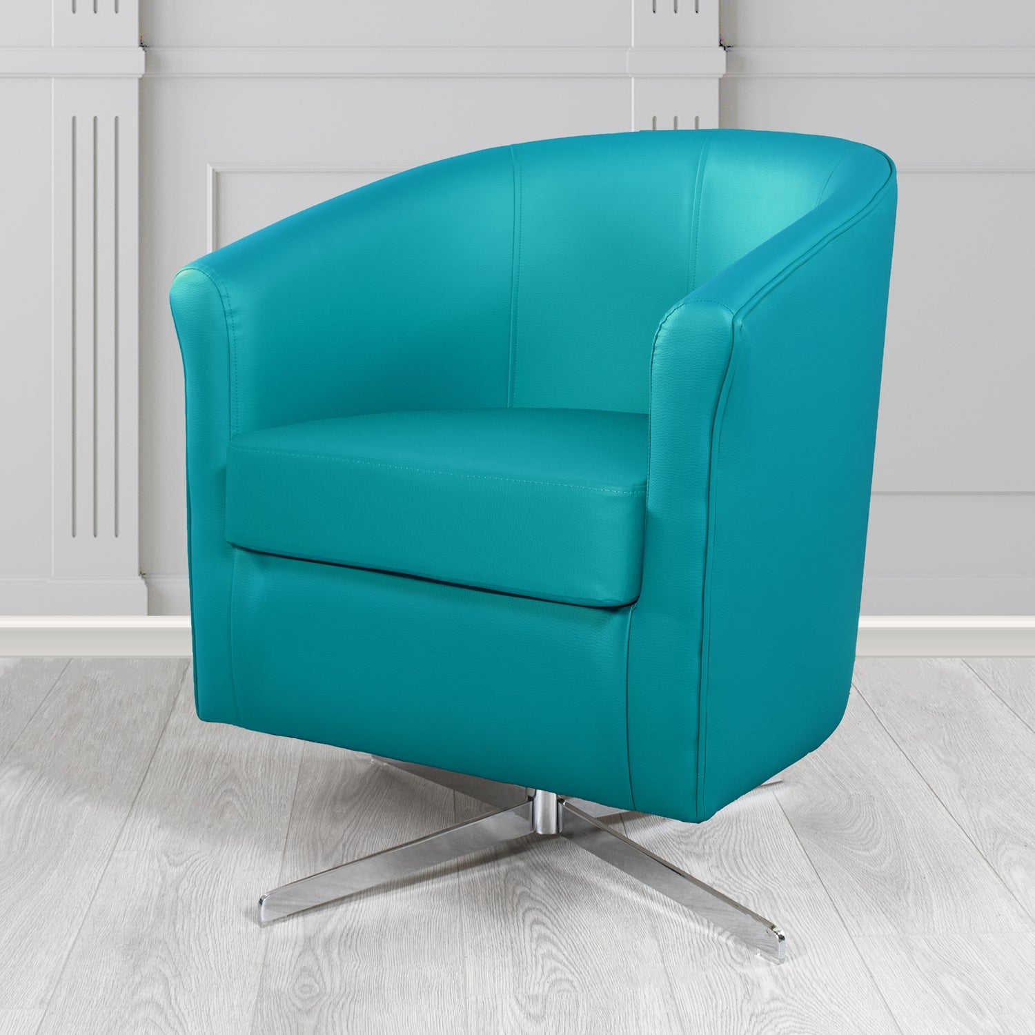 Cannes Swivel Tub Chair in Just Colour Calypso Crib 5 Faux Leather - The Tub Chair Shop