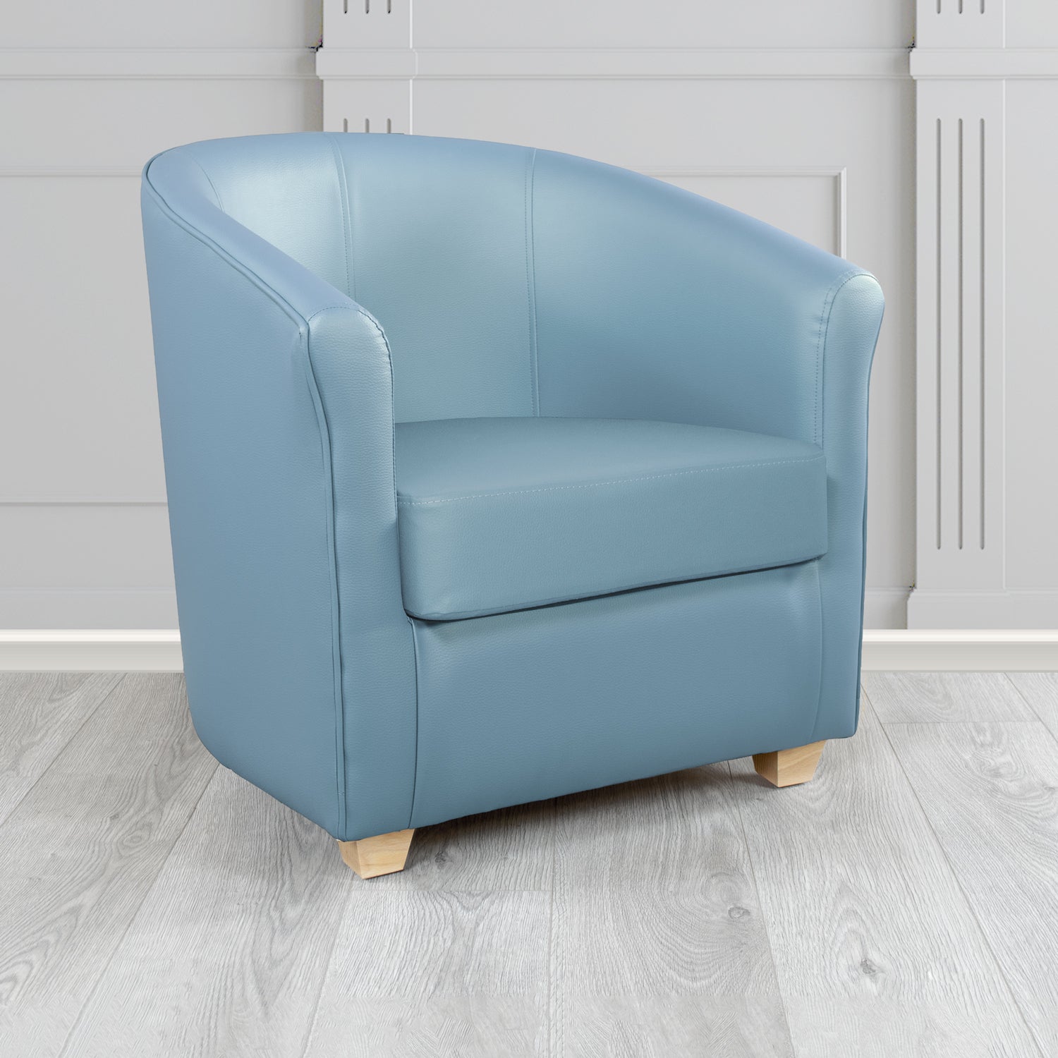 Cannes Just Colour Cool Blue Crib 5 Faux Leather Tub Chair - The Tub Chair Shop