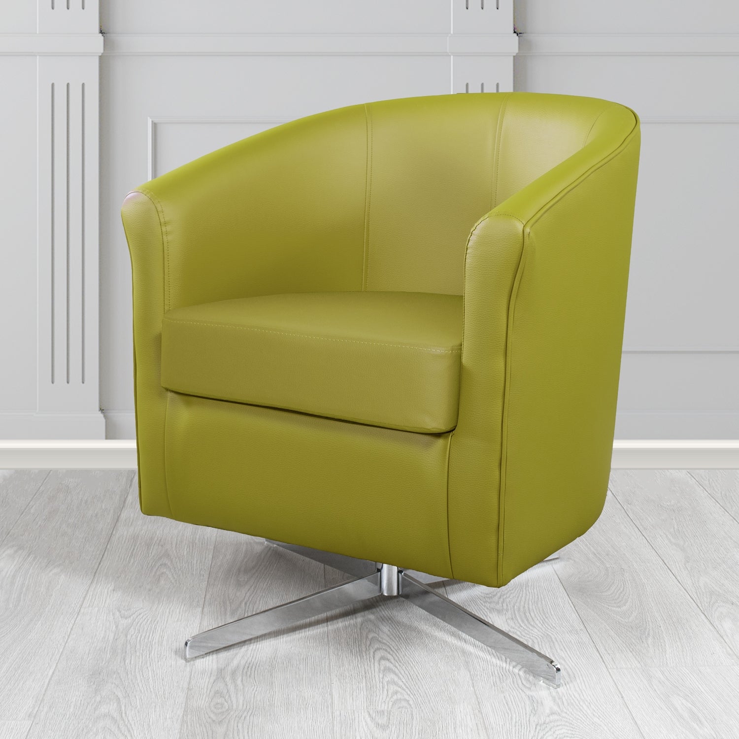 Cannes Swivel Tub Chair in Just Colour Dijon Crib 5 Faux Leather