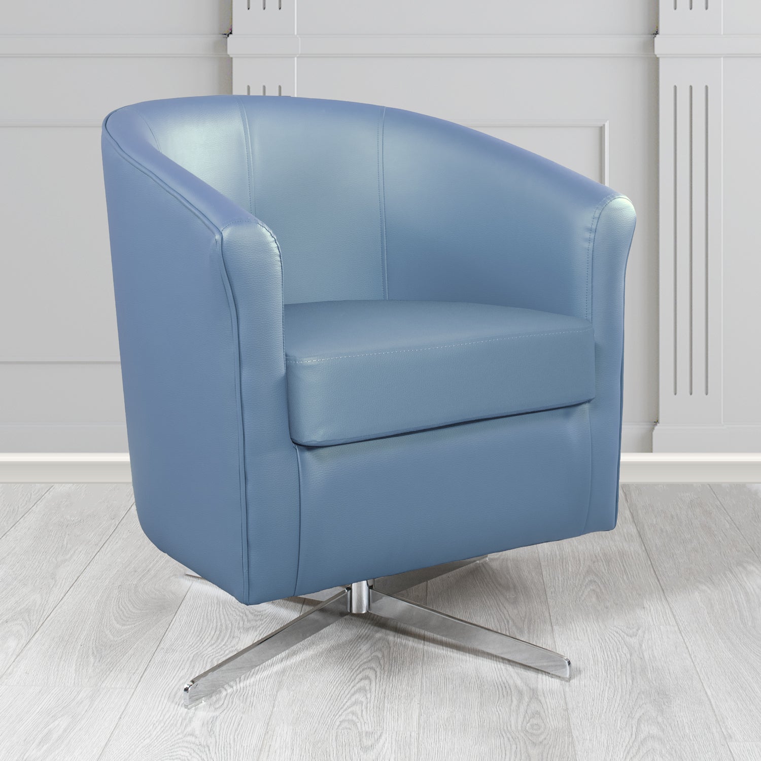 Cannes Swivel Tub Chair in Just Colour Dolphin Crib 5 Faux Leather