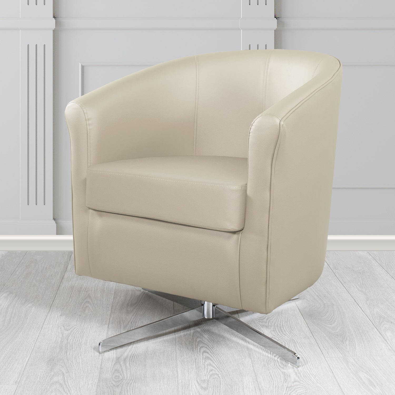 Cannes Swivel Tub Chair in Just Colour Dune Crib 5 Faux Leather