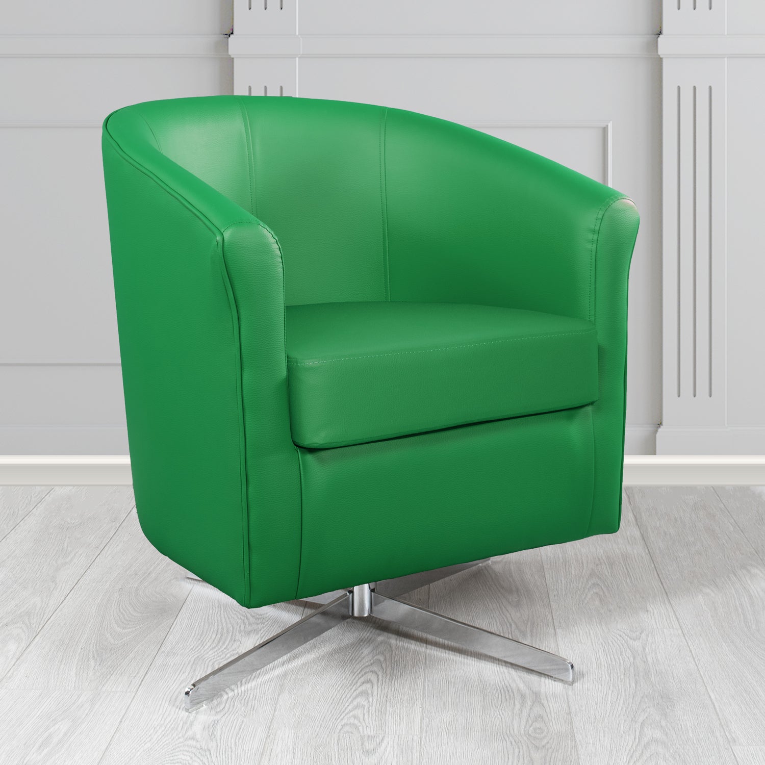 Cannes Swivel Tub Chair in Just Colour Eden Crib 5 Faux Leather - The Tub Chair Shop