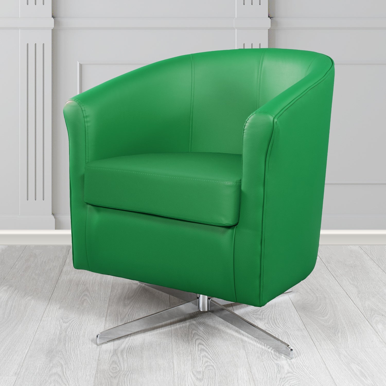 Cannes Swivel Tub Chair in Just Colour Eden Crib 5 Faux Leather