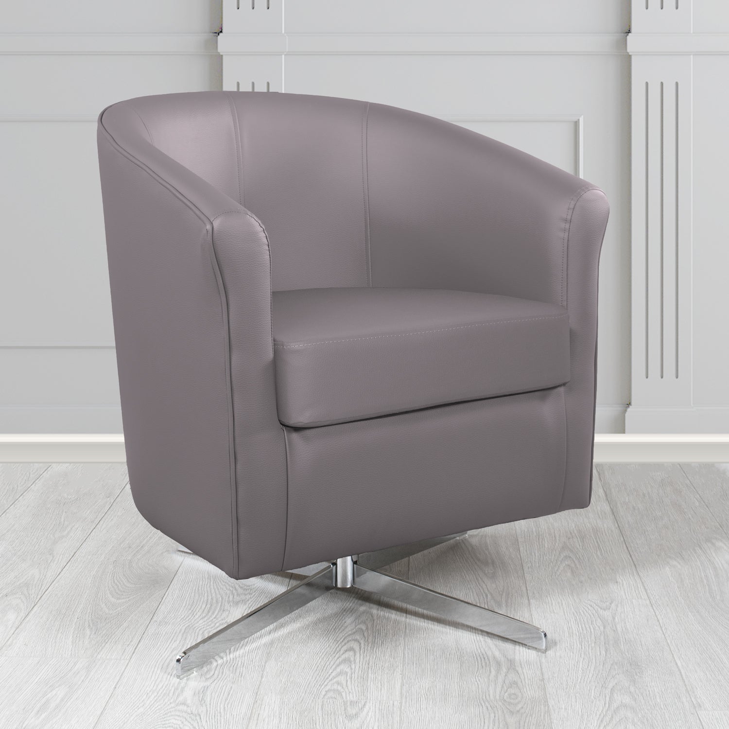 Cannes Swivel Tub Chair in Just Colour Elephant Crib 5 Faux Leather