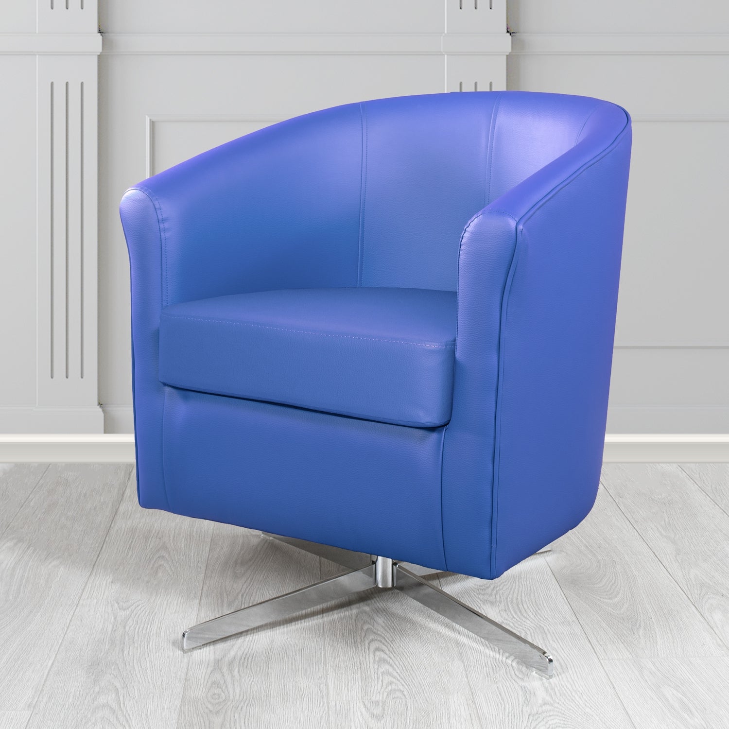 Cannes Swivel Tub Chair in Just Colour Lupin Crib 5 Faux Leather - The Tub Chair Shop
