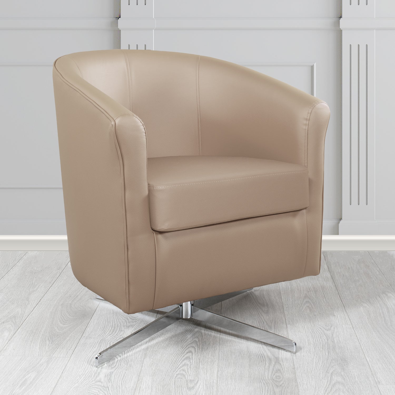 Cannes Swivel Tub Chair in Just Colour Magnum Crib 5 Faux Leather - The Tub Chair Shop