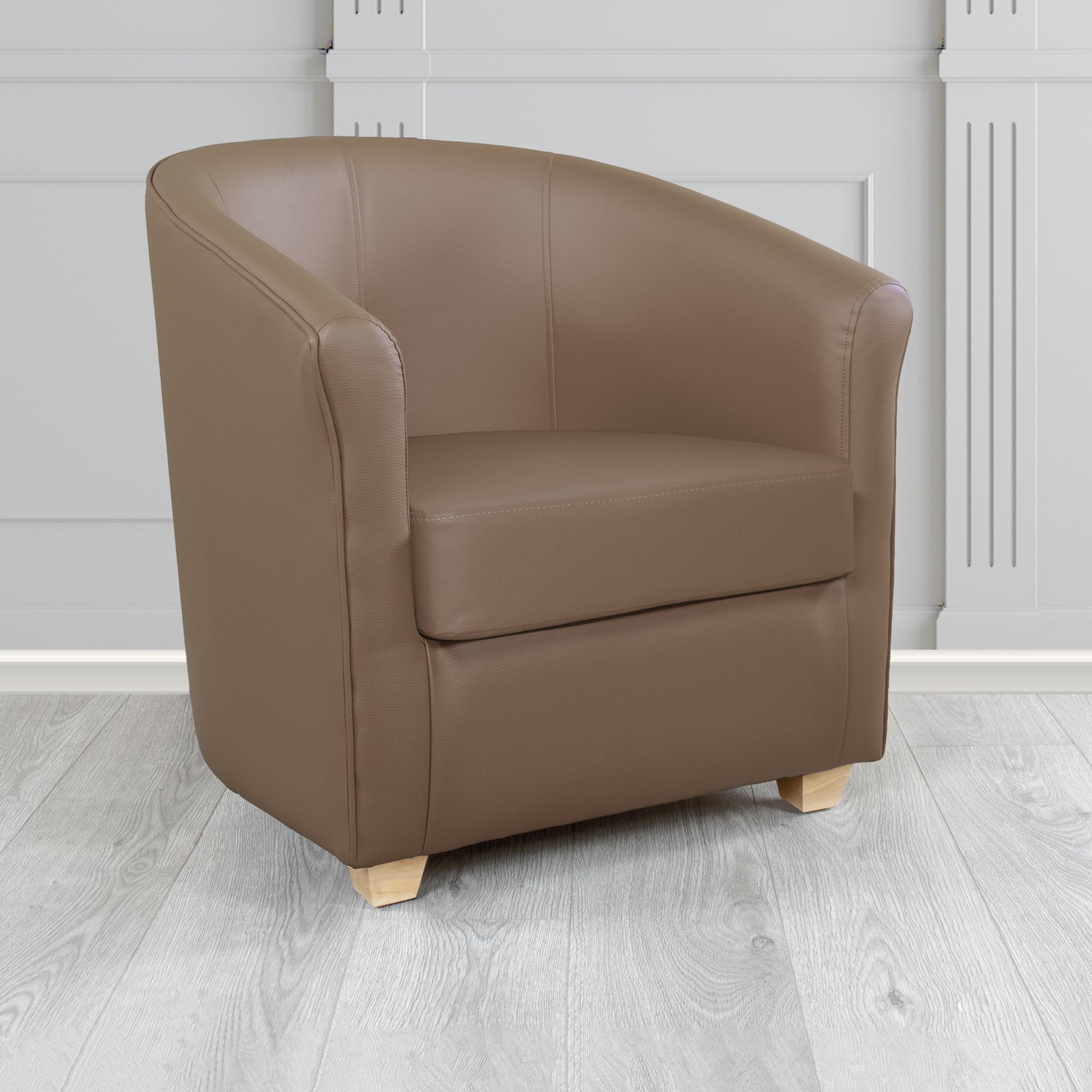 Cannes Just Colour Pecan Crib 5 Faux Leather Tub Chair