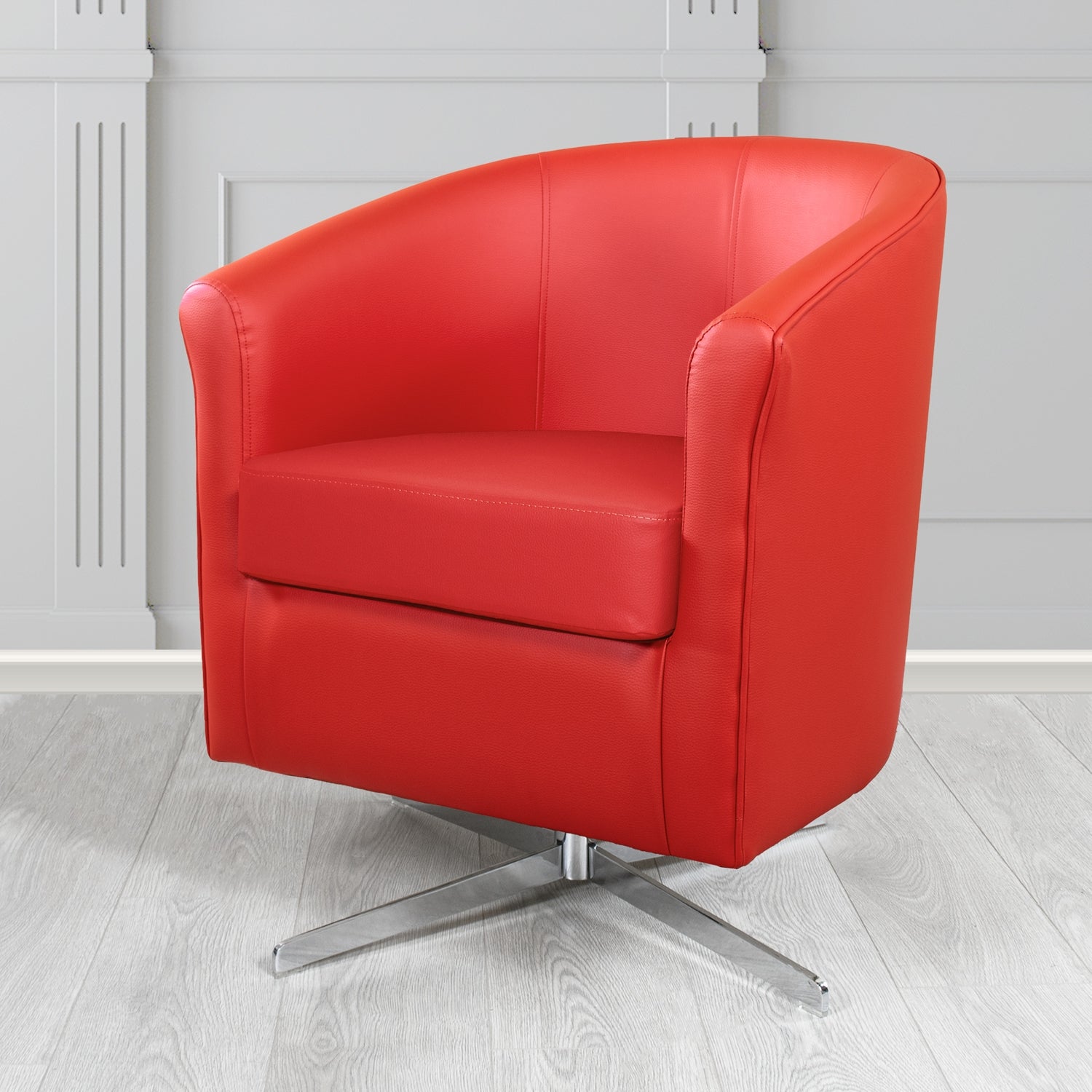 Cannes Swivel Tub Chair in Just Colour Rouge Crib 5 Faux Leather - The Tub Chair Shop