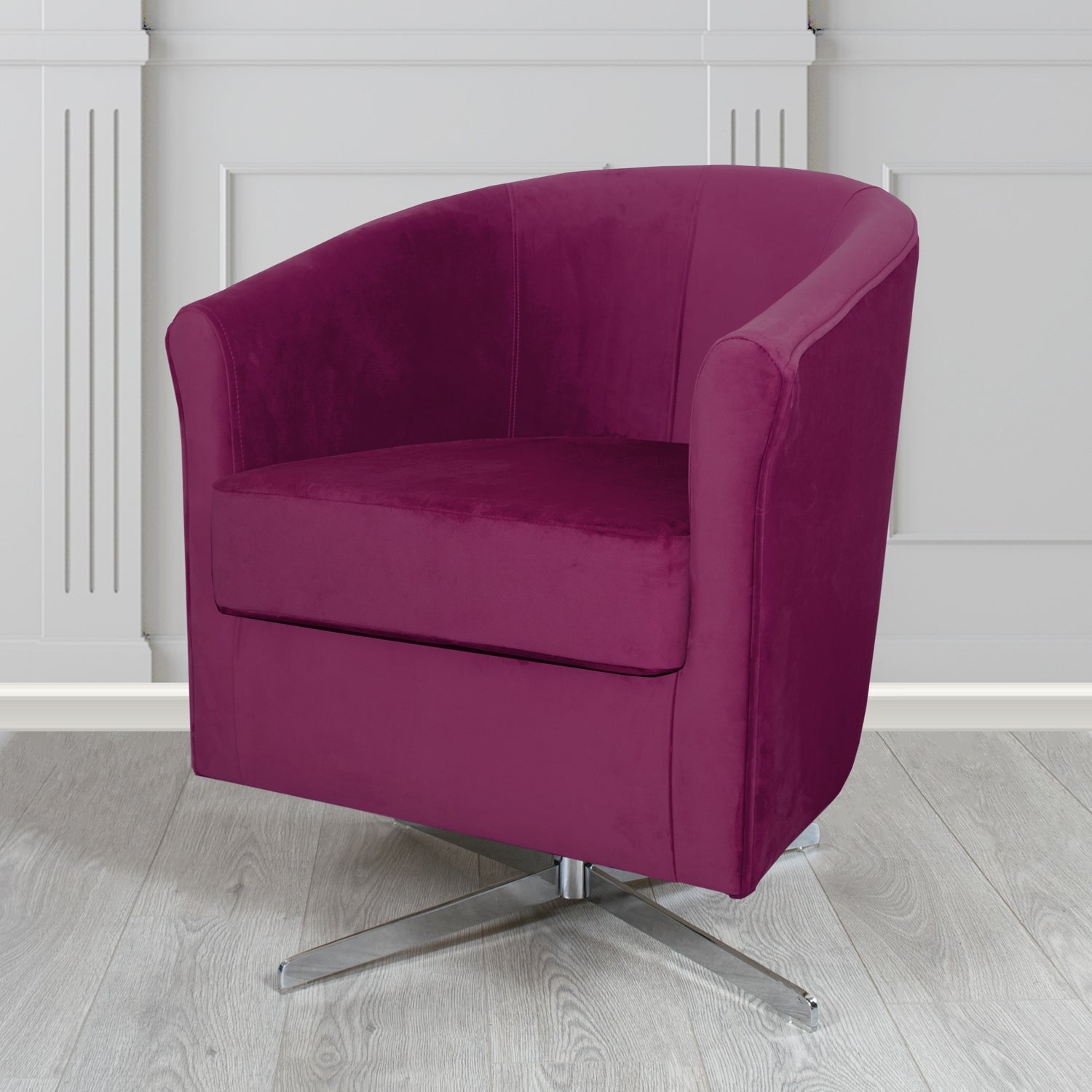 Cannes Monaco Amethyst Plush Velvet Fabric Swivel Tub Chair (6596322820138)
