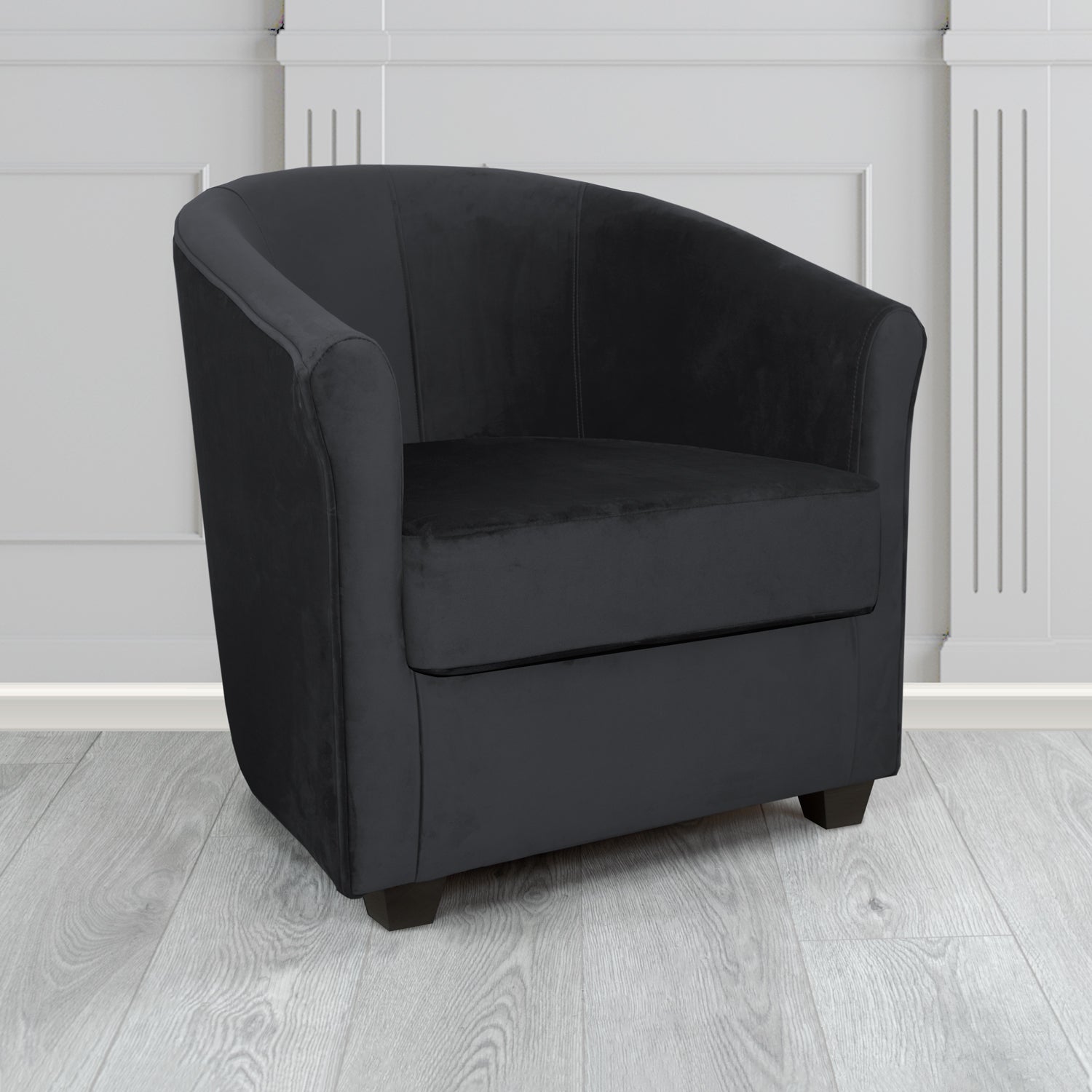Express Cannes Monaco Black Plush Velvet Fabric Tub Chair (6595451584554)