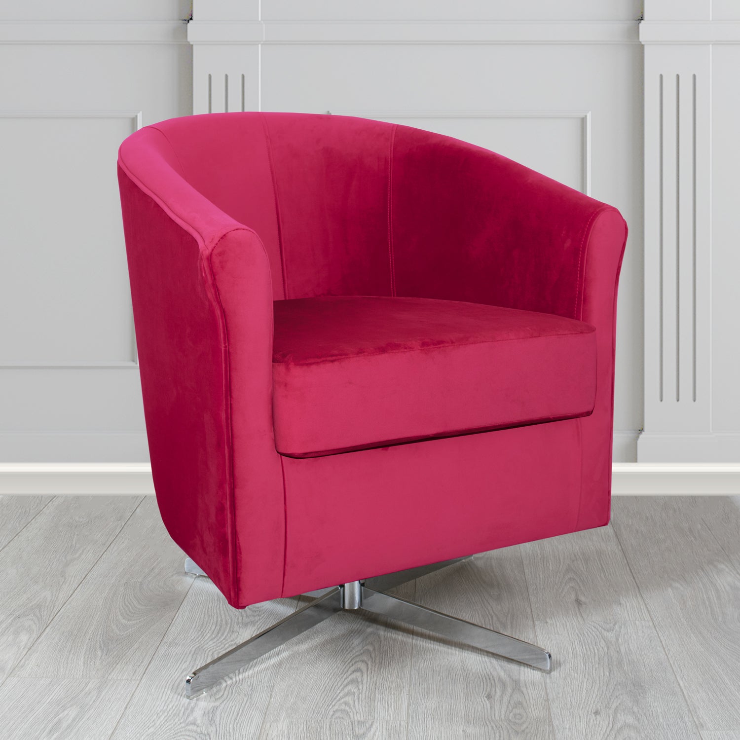 Cannes Monaco Boysenberry Plush Velvet Fabric Swivel Tub Chair (6596326293546)