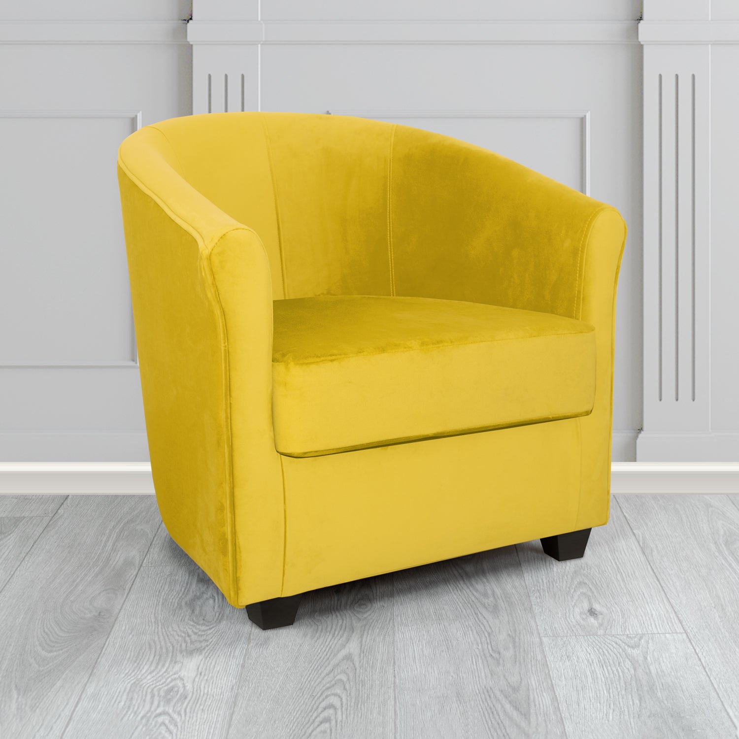Express Cannes Monaco Lemon Plush Velvet Fabric Tub Chair (6595463217194)