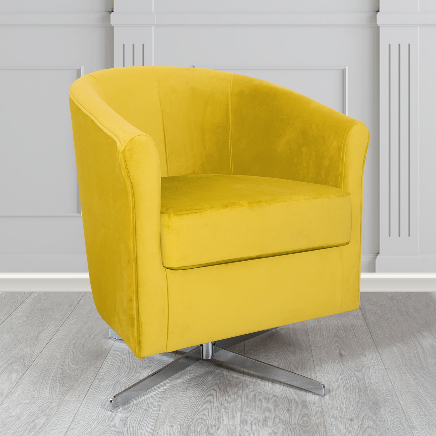 Cannes Monaco Lemon Plush Velvet Fabric Swivel Tub Chair (6596410474538)