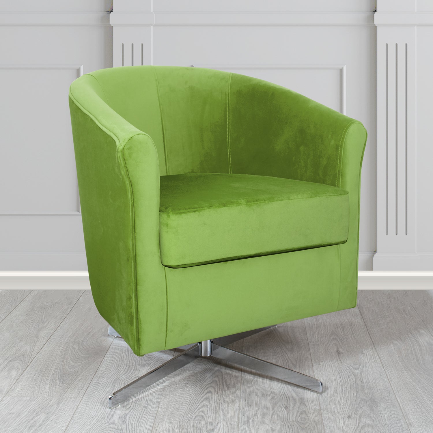 Cannes Monaco Olive Plush Velvet Fabric Swivel Tub Chair (6596410736682)