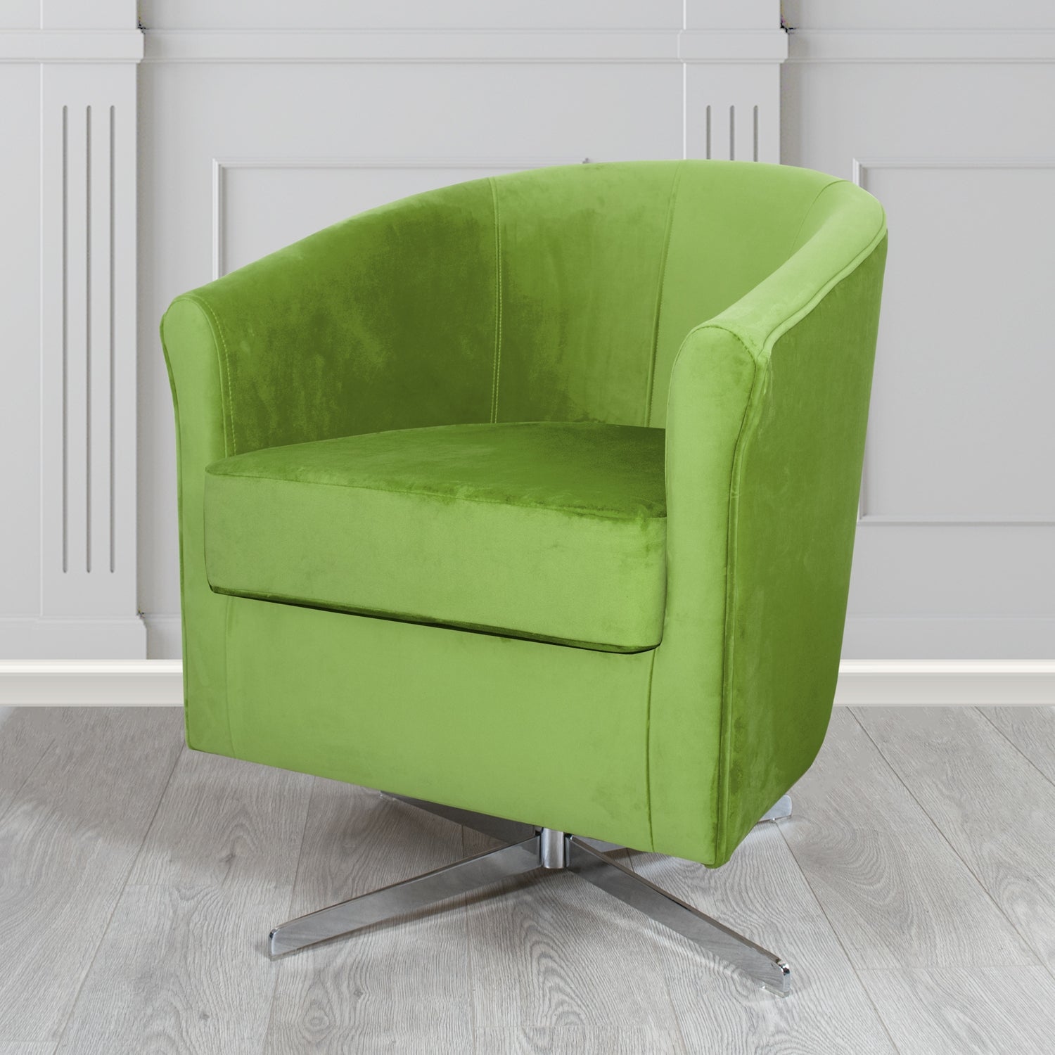 Cannes Monaco Olive Plush Velvet Fabric Swivel Tub Chair (6596410736682)