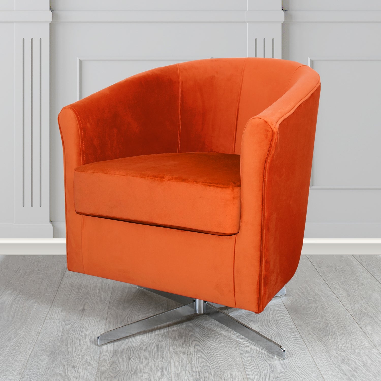 Cannes Monaco Pumpkin Plush Velvet Fabric Swivel Tub Chair (6596419747882)