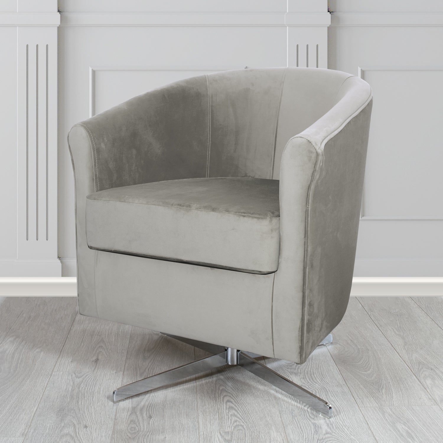 Cannes Monaco Steel Plush Velvet Fabric Swivel Tub Chair (6596446191658)