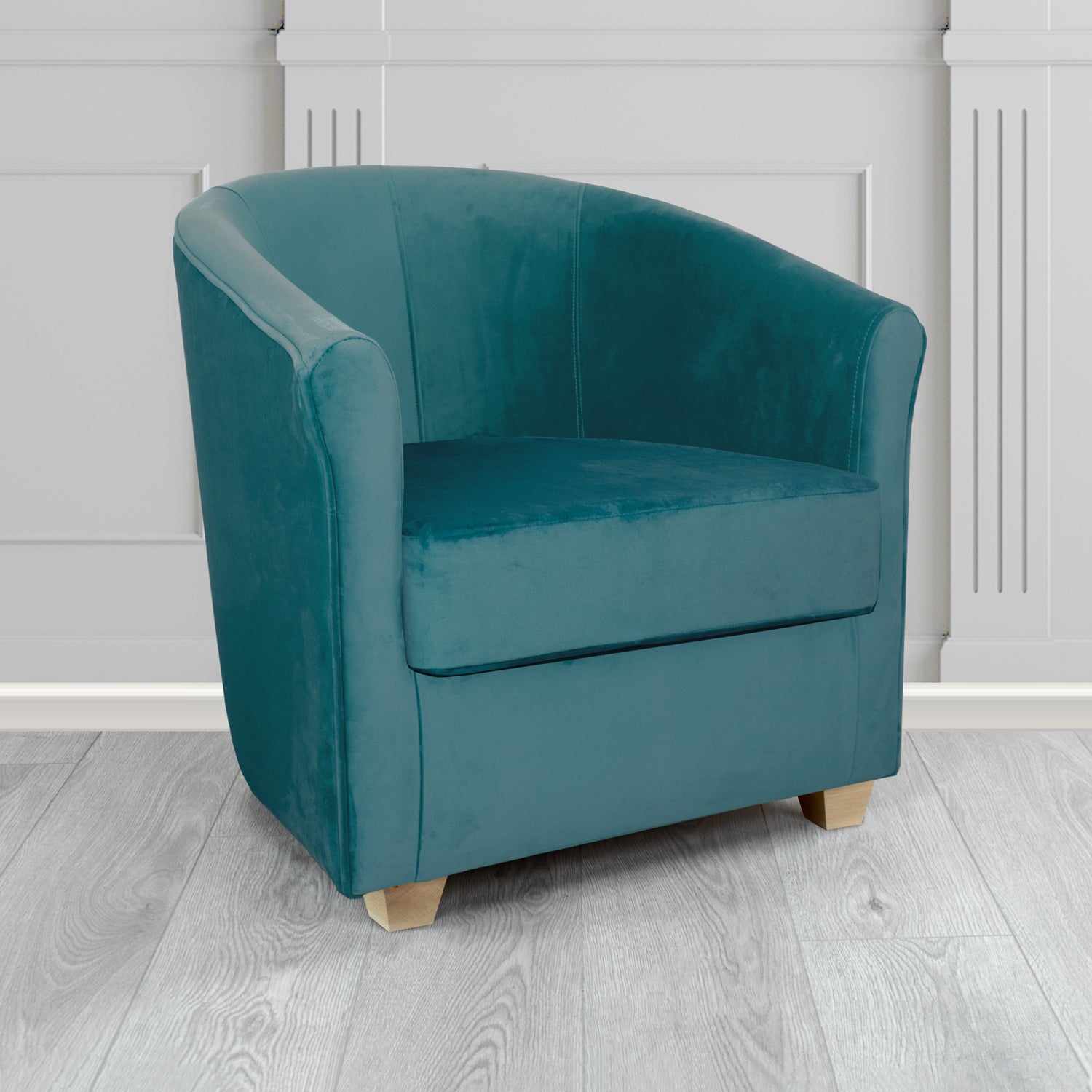 Express Cannes Monaco Teal Plush Velvet Fabric Tub Chair (6595490709546)