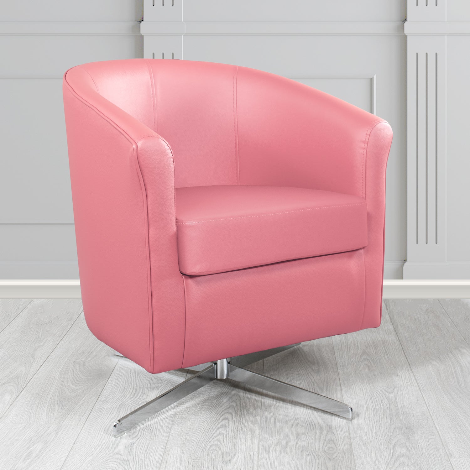 Cannes Pink DR Faux Leather Swivel Tub Chair (6628974034986)