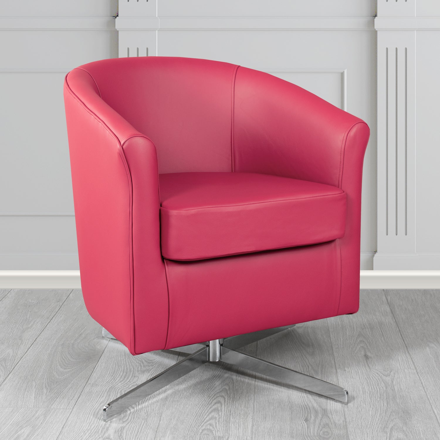 Cannes Swivel Tub Chair in Shelly Anemone Crib 5 Genuine Leather - The Tub Chair Shop