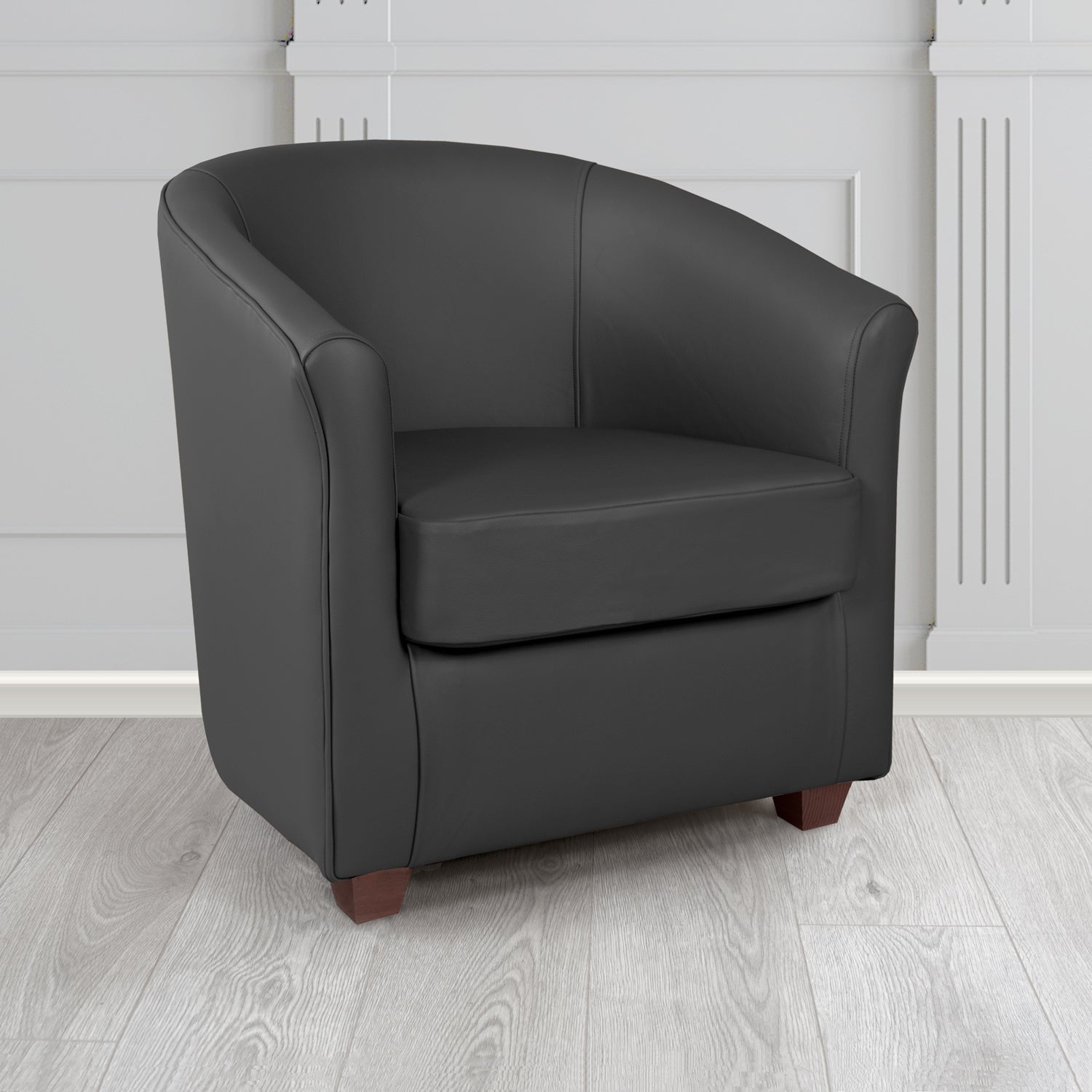 Cannes Shelly Black Crib 5 Genuine Leather Tub Chair - The Tub Chair Shop
