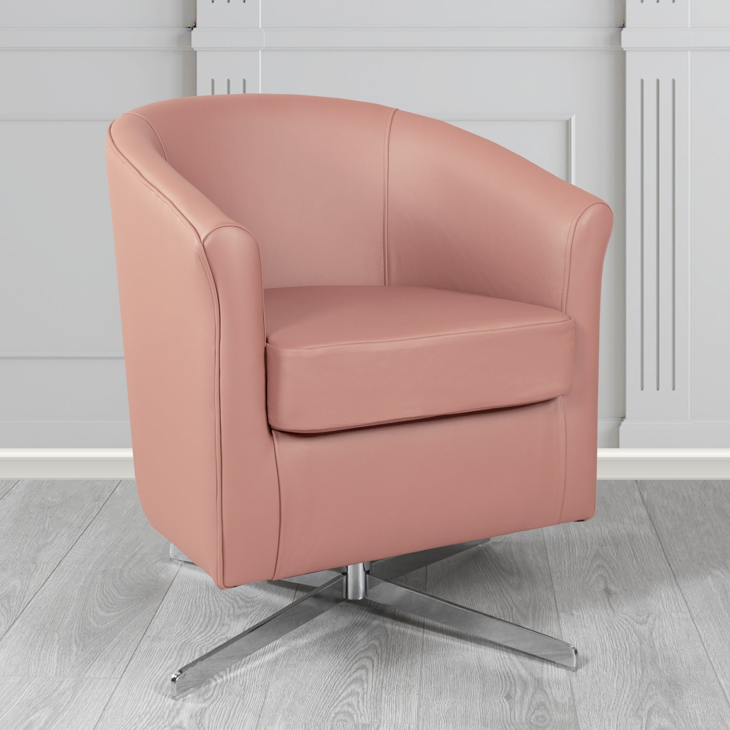 Cannes Swivel Tub Chair in Shelly Brick Red Crib 5 Genuine Leather - The Tub Chair Shop