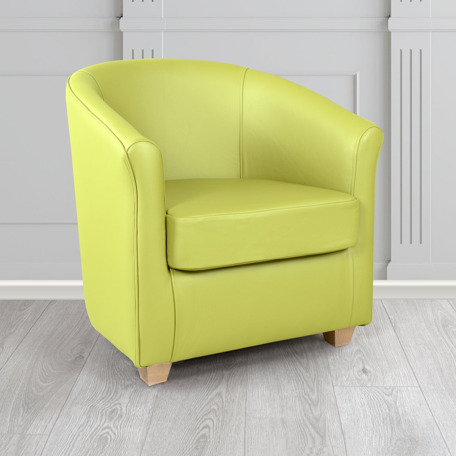 Cannes Shelly Chartreuse Crib 5 Genuine Leather Tub Chair - The Tub Chair Shop