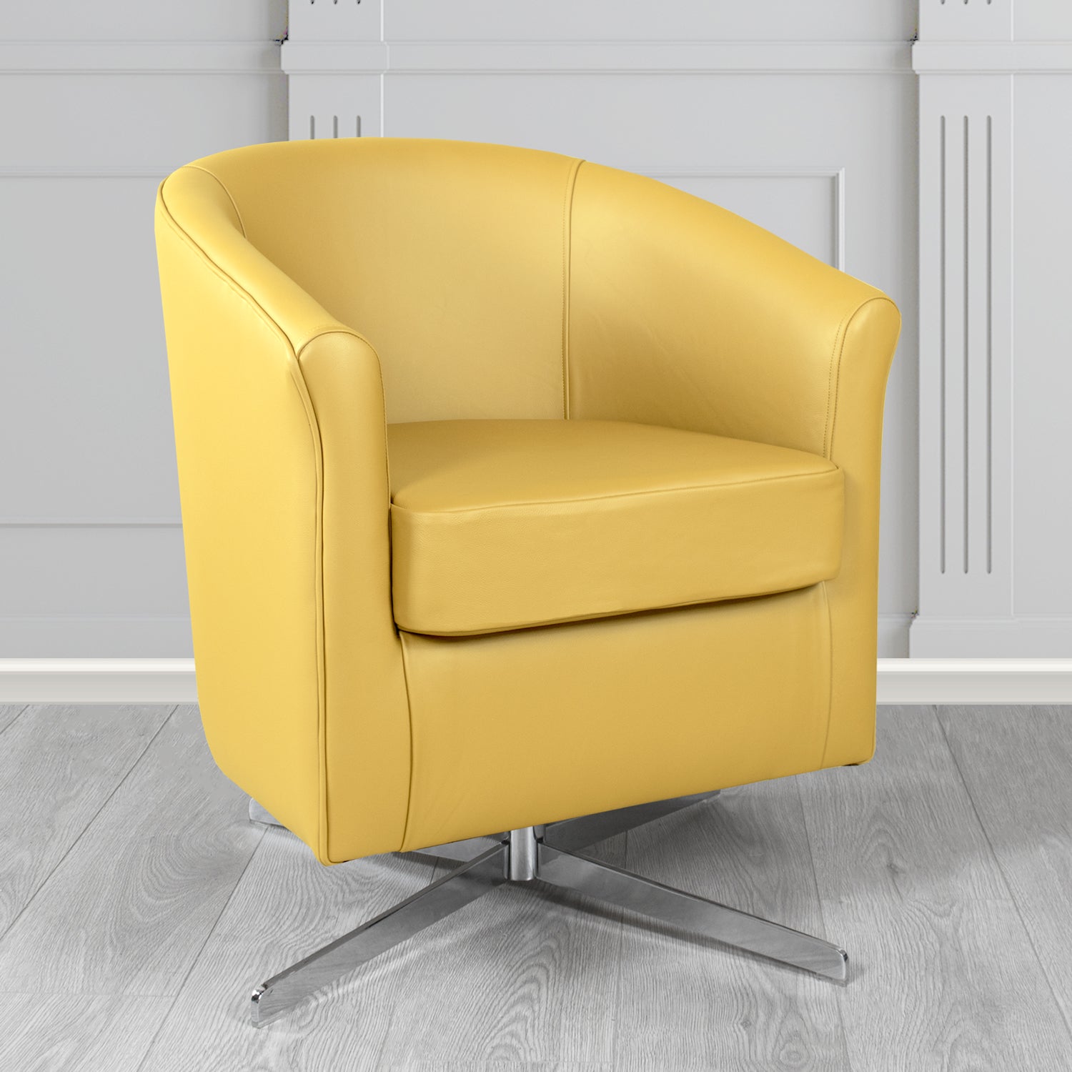 Cannes Swivel Tub Chair in Shelly Deluca Crib 5 Genuine Leather - The Tub Chair Shop