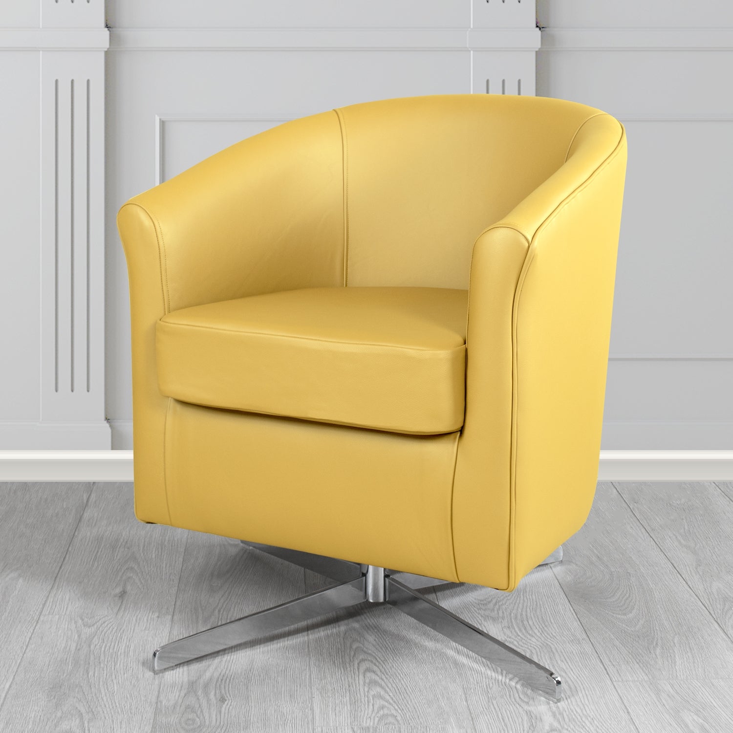 Cannes Swivel Tub Chair in Shelly Deluca Crib 5 Genuine Leather - The Tub Chair Shop