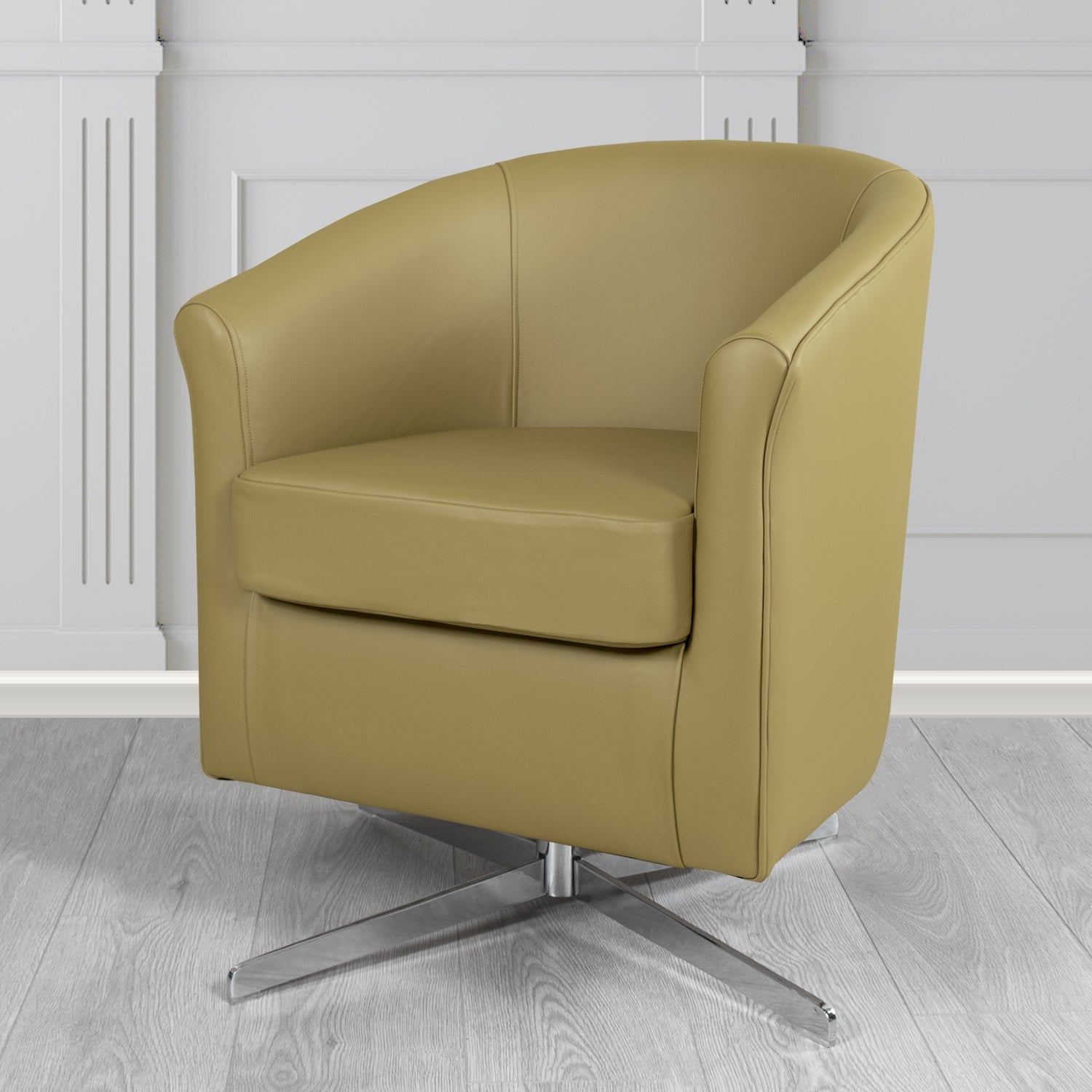 Cannes Swivel Tub Chair in Shelly Golders Green Crib 5 Genuine Leather - The Tub Chair Shop