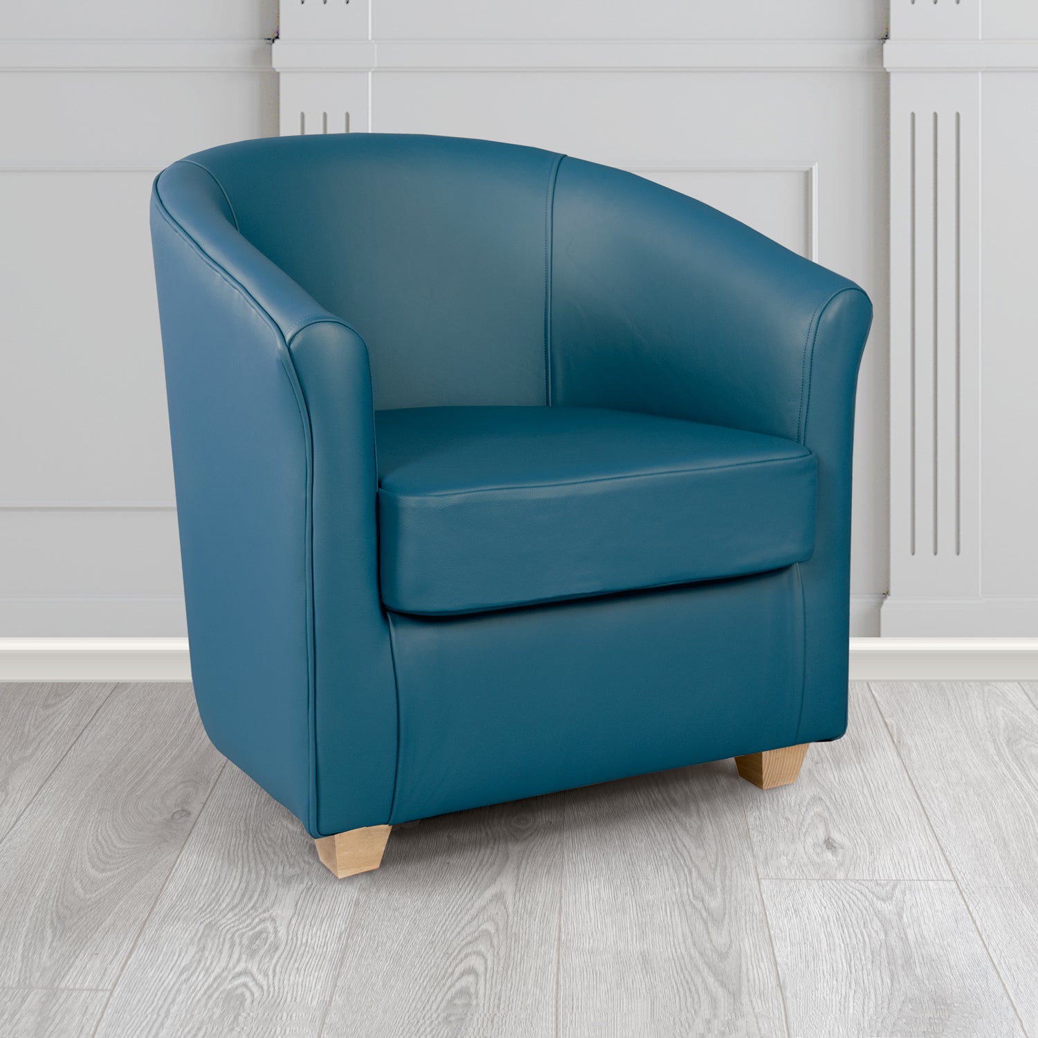 Cannes Shelly Majolica Blue Crib 5 Genuine Leather Tub Chair - The Tub Chair Shop
