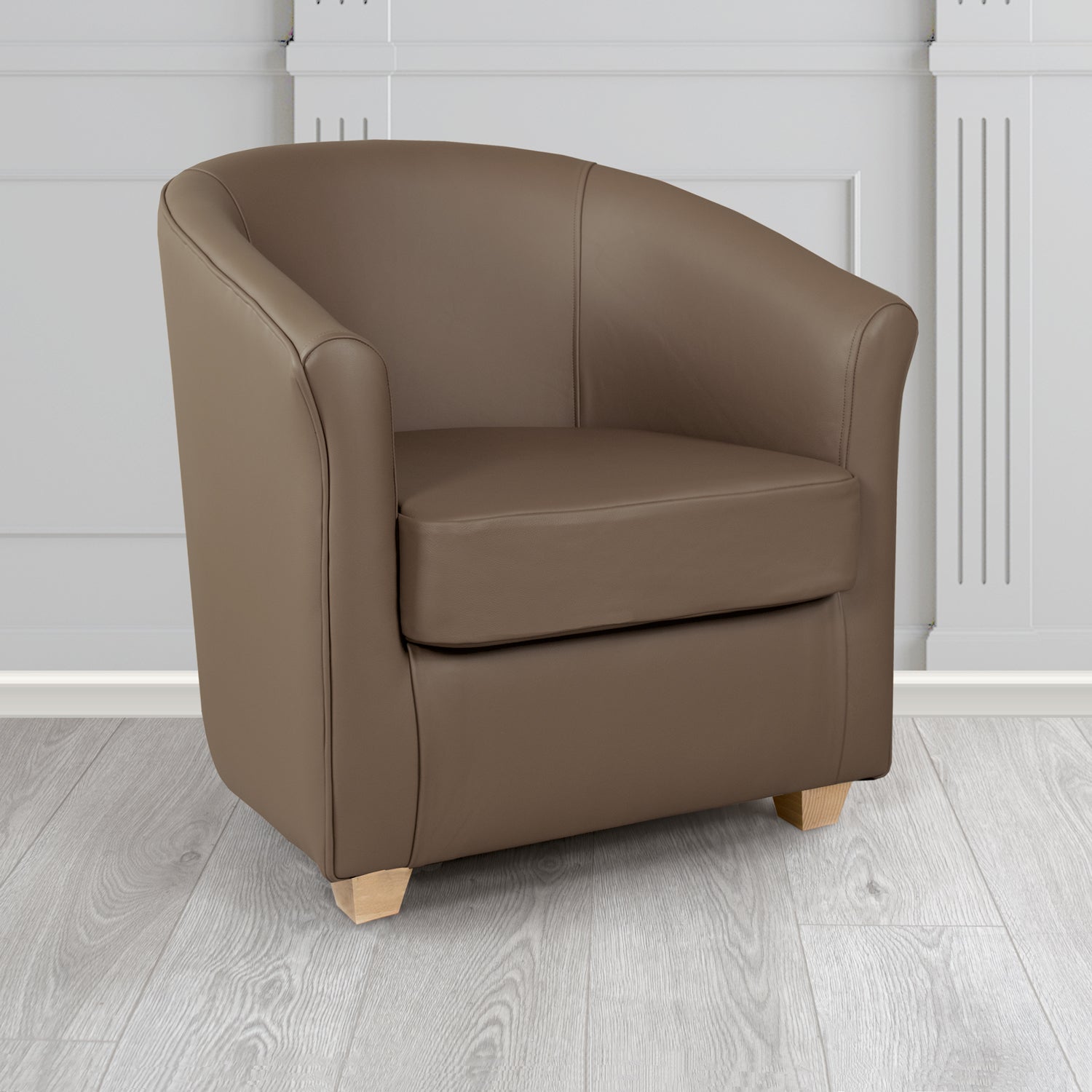 Cannes Shelly Mocha Crib 5 Genuine Leather Tub Chair - The Tub Chair Shop