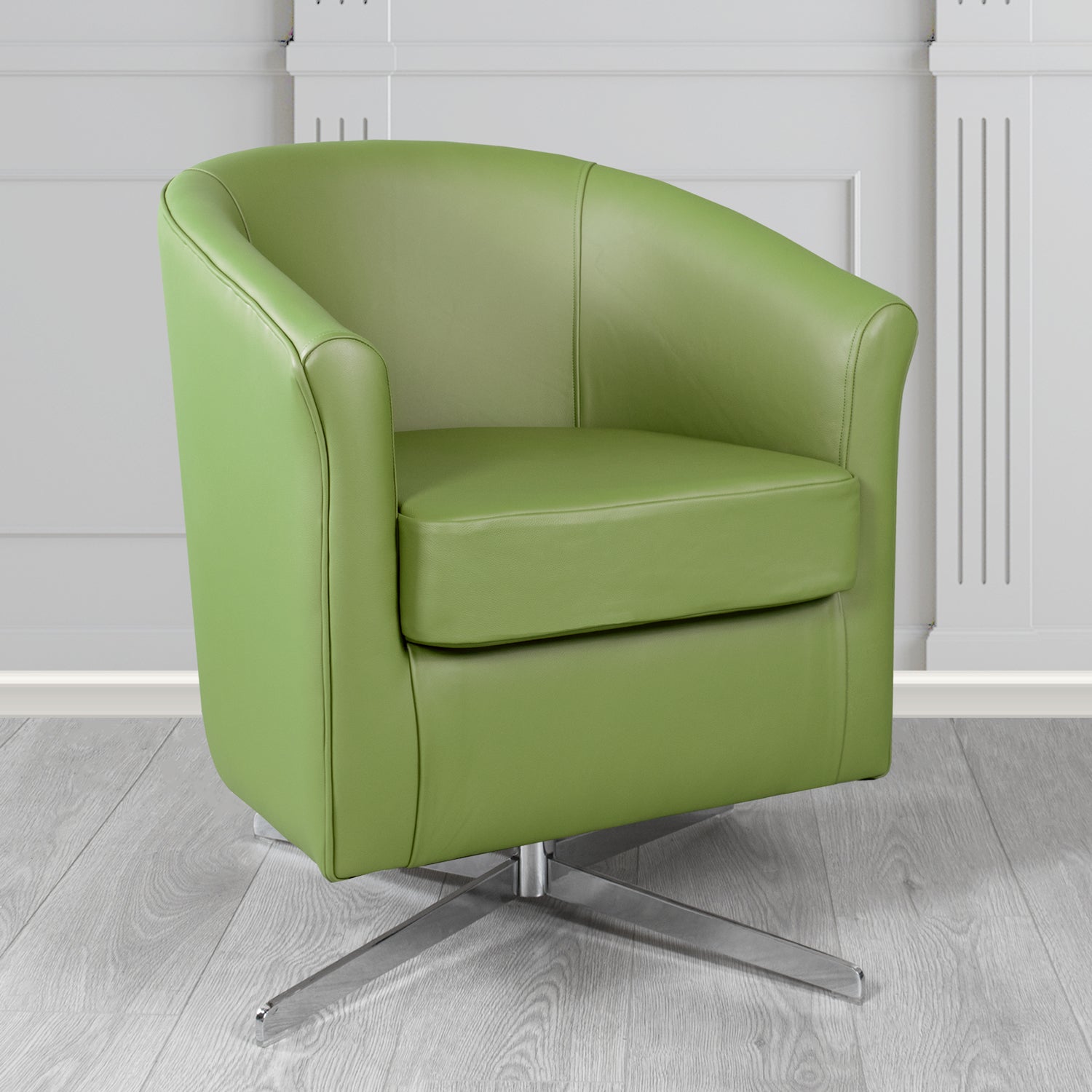 Cannes Swivel Tub Chair in Shelly Mountain Tree Crib 5 Genuine Leather - The Tub Chair Shop