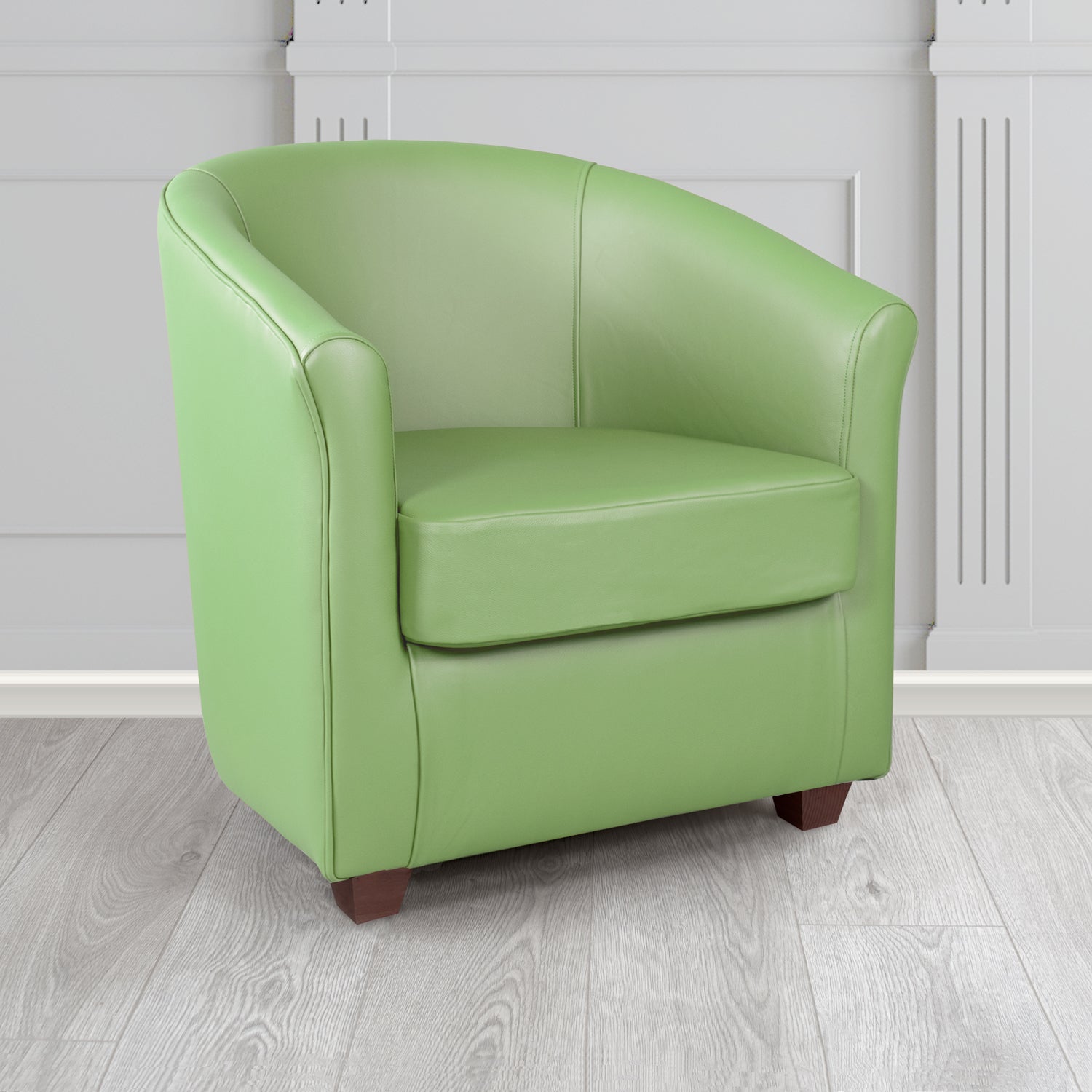 Cannes Shelly Pea Green Crib 5 Genuine Leather Tub Chair