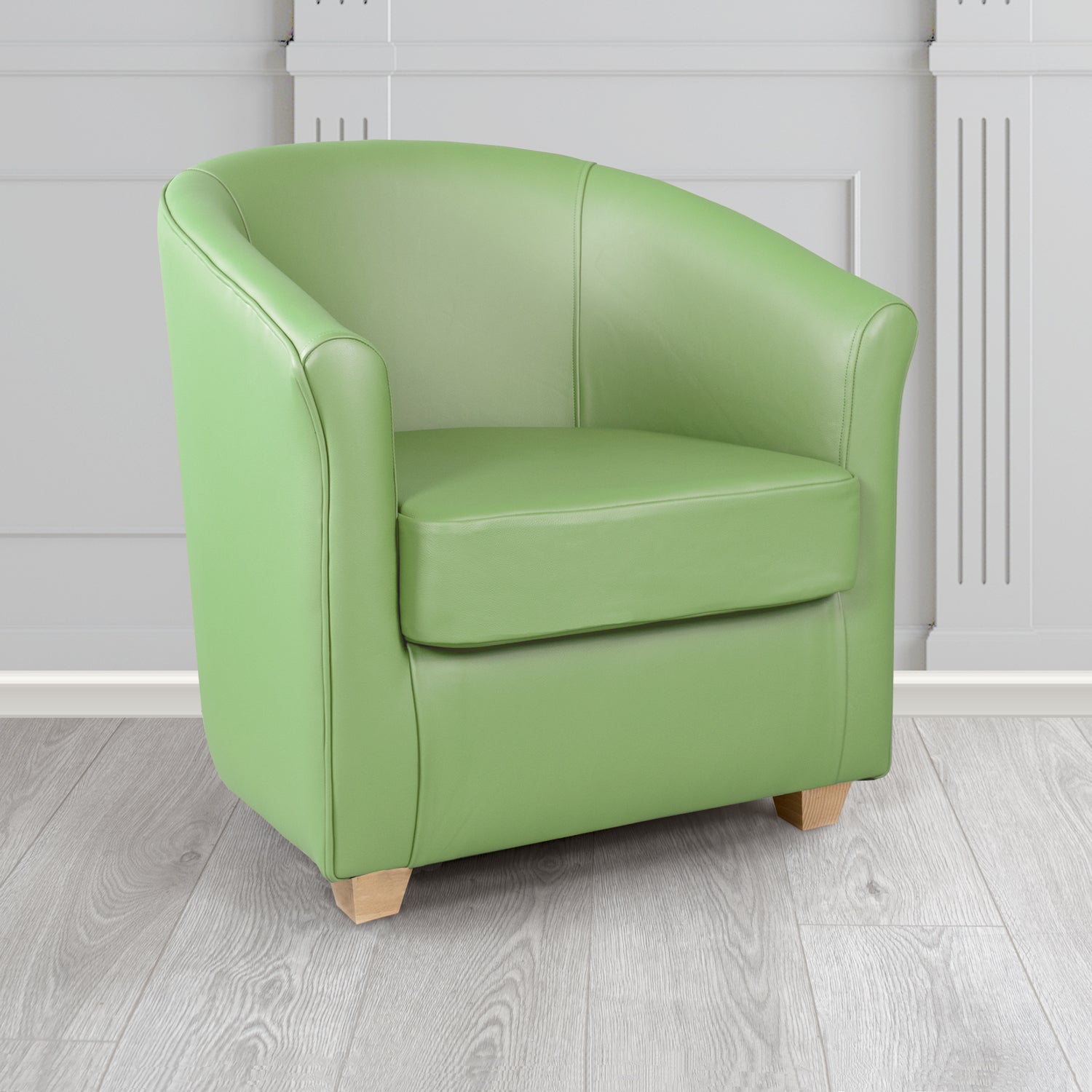 Cannes Shelly Pea Green Crib 5 Genuine Leather Tub Chair - The Tub Chair Shop