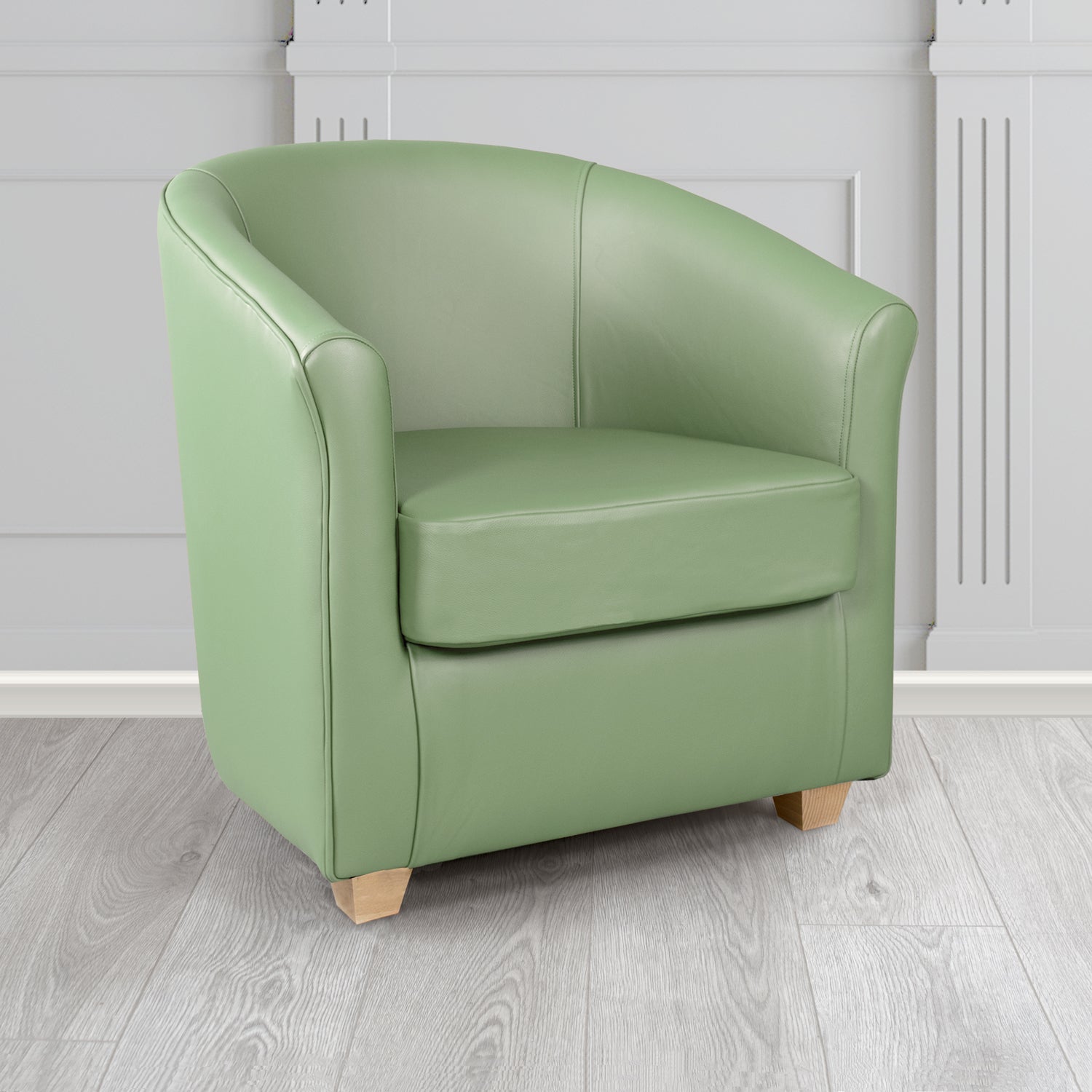 Cannes Shelly Thyme Green Crib 5 Genuine Leather Tub Chair - The Tub Chair Shop