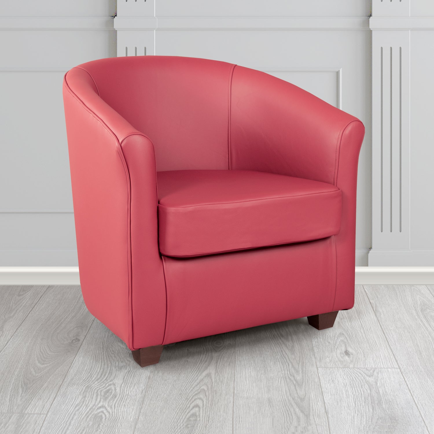 Cannes Shelly Velvet Red Crib 5 Genuine Leather Tub Chair - The Tub Chair Shop