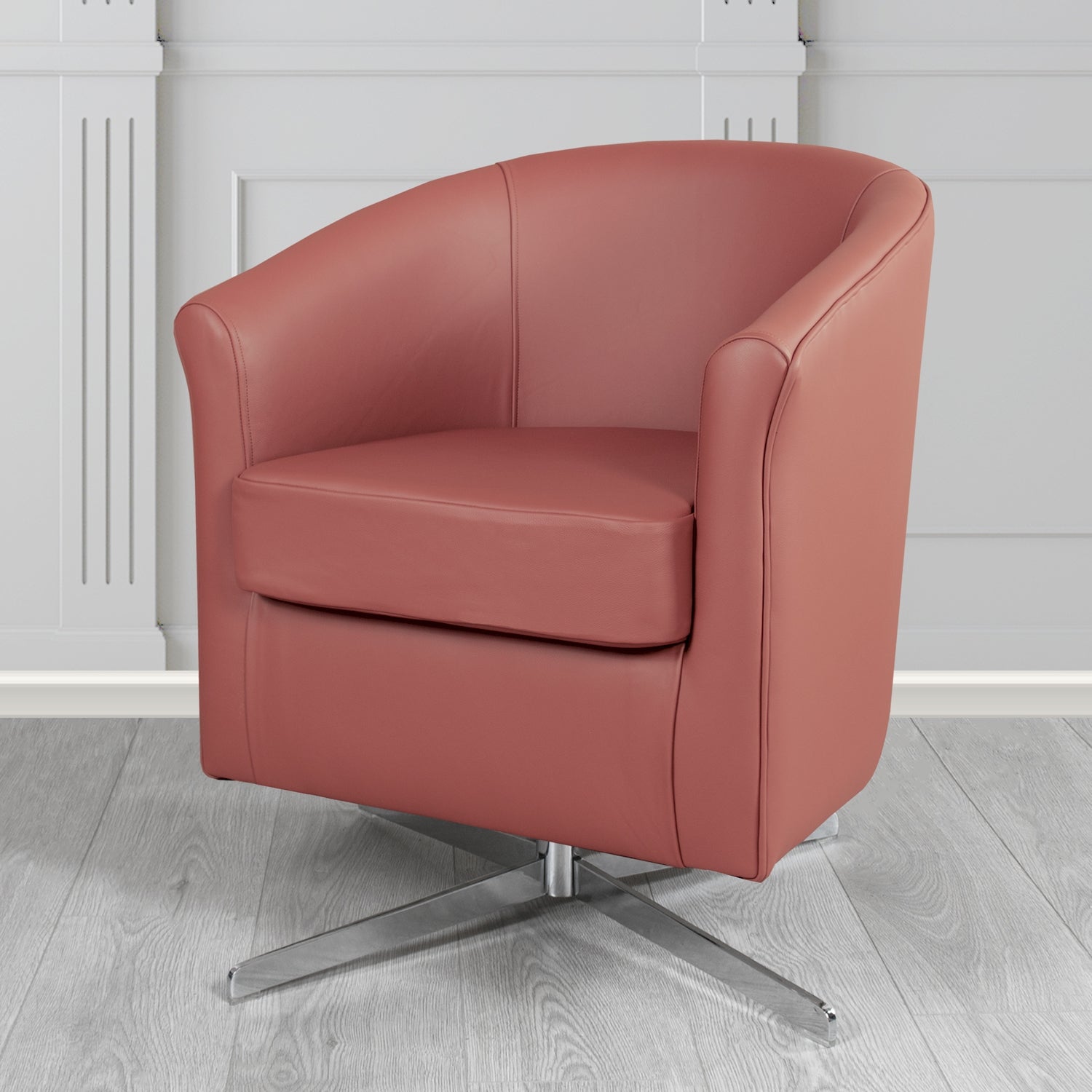 Cannes Swivel Tub Chair in Shelly West Crib 5 Genuine Leather - The Tub Chair Shop