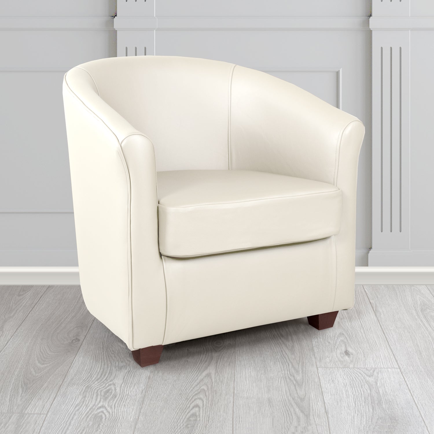 Cannes Shelly White Crib 5 Genuine Leather Tub Chair - The Tub Chair Shop